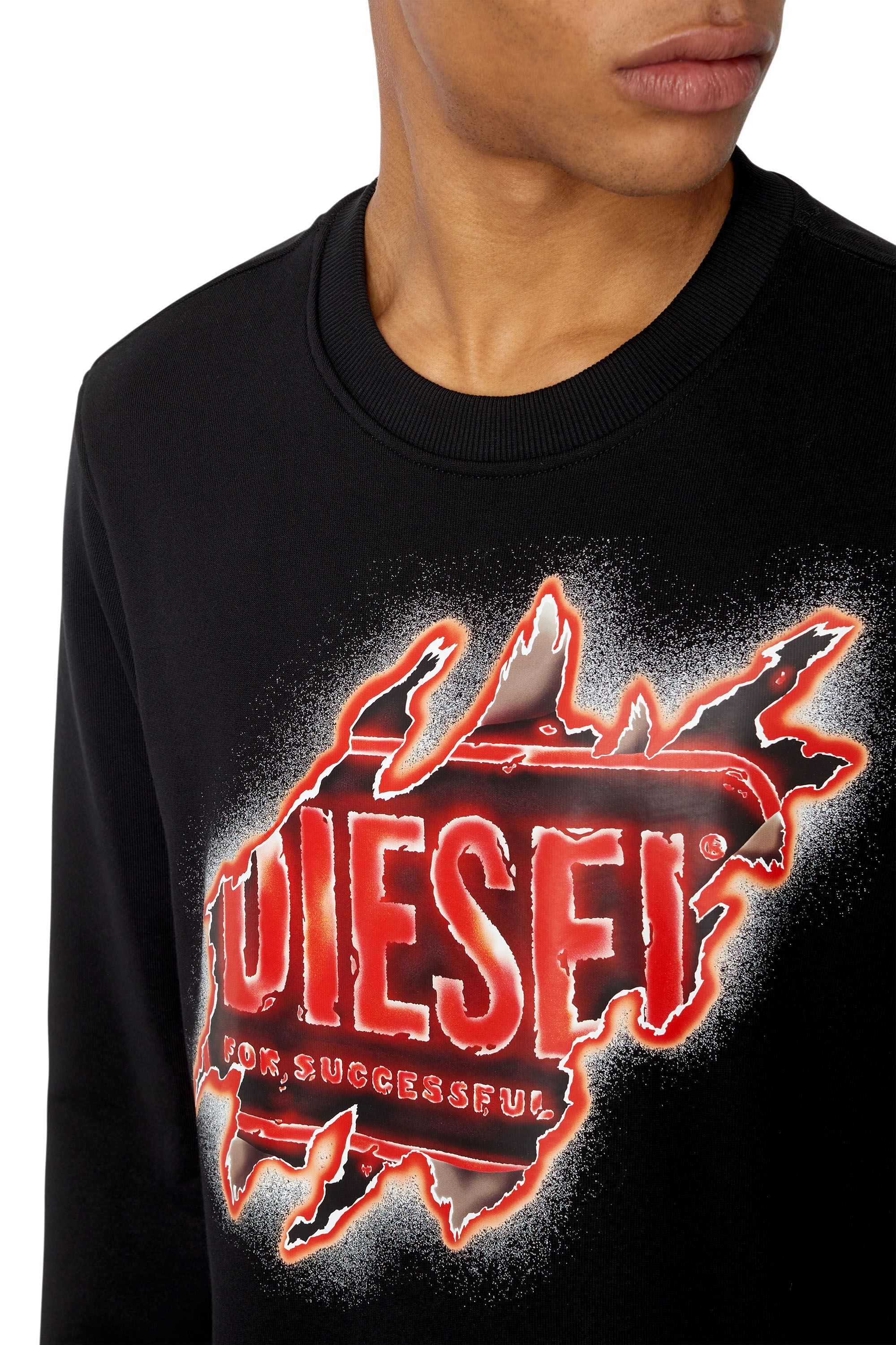 S GINN E9 Man Sweatshirt with peel effect logo print Diesel