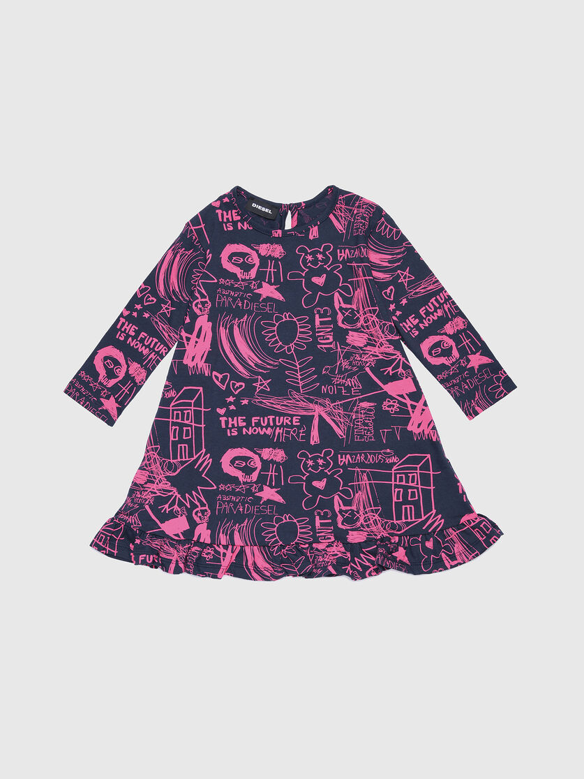 Datib Baby Girl Cotton Dress With All Over Graphic Diesel