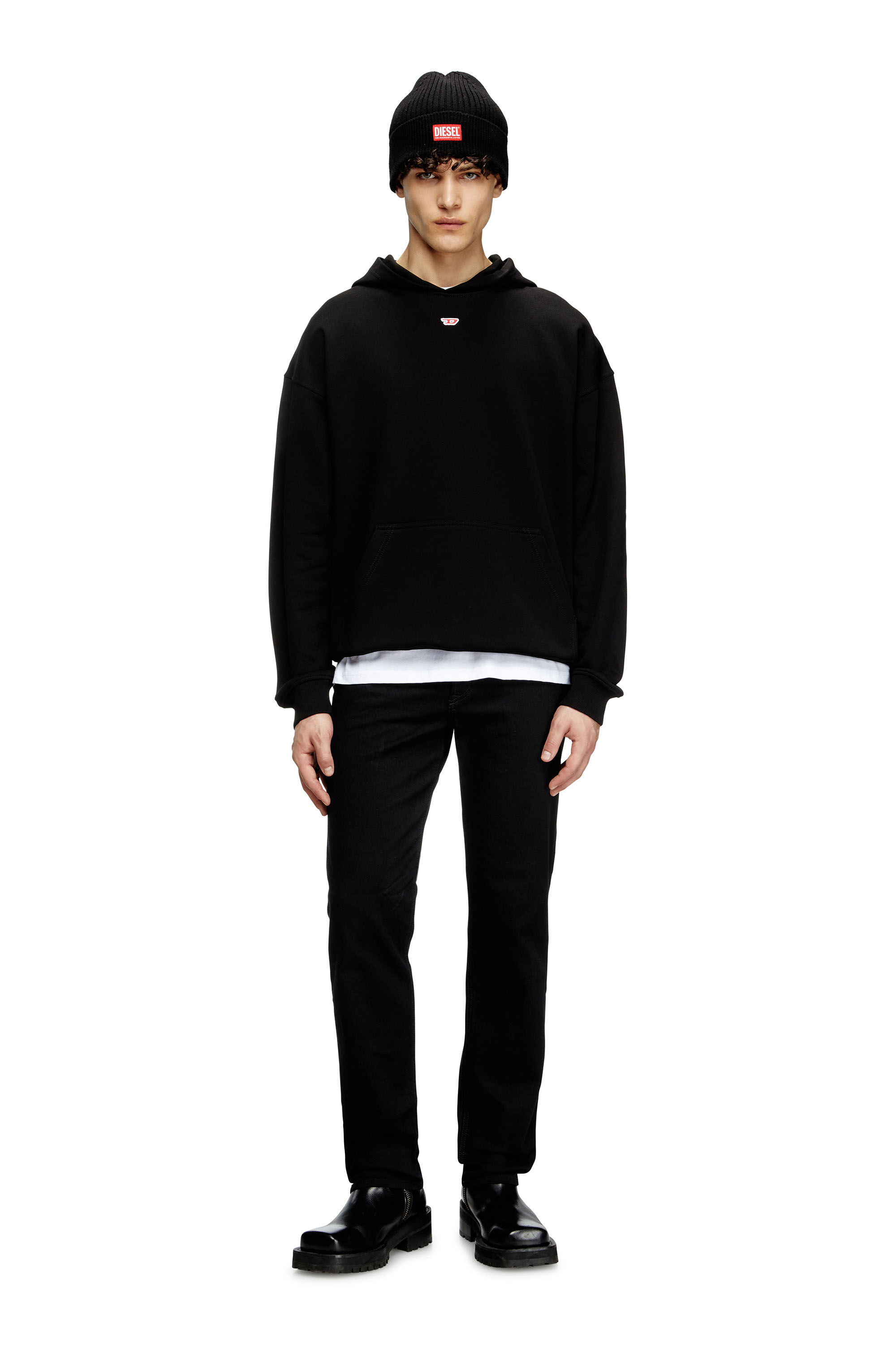 Diesel - S-BOXT-HOOD-D, Sudadera con capucha y parche con el logotipo D Hombre in Negro - 1