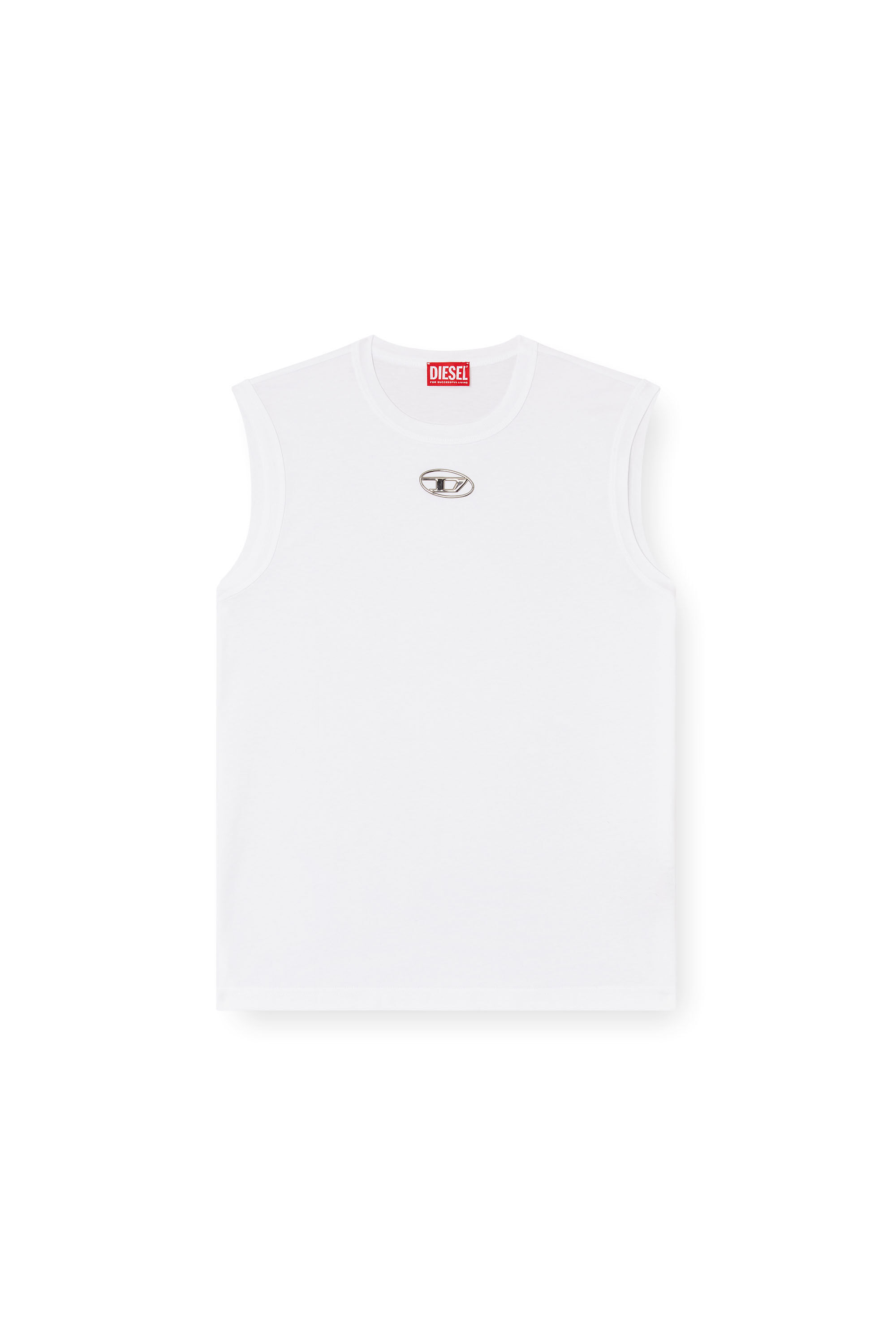 Diesel - T-BISCO-OD, Camiseta con tirantes con logotipo Oval D metálico Hombre in Blanco - 2