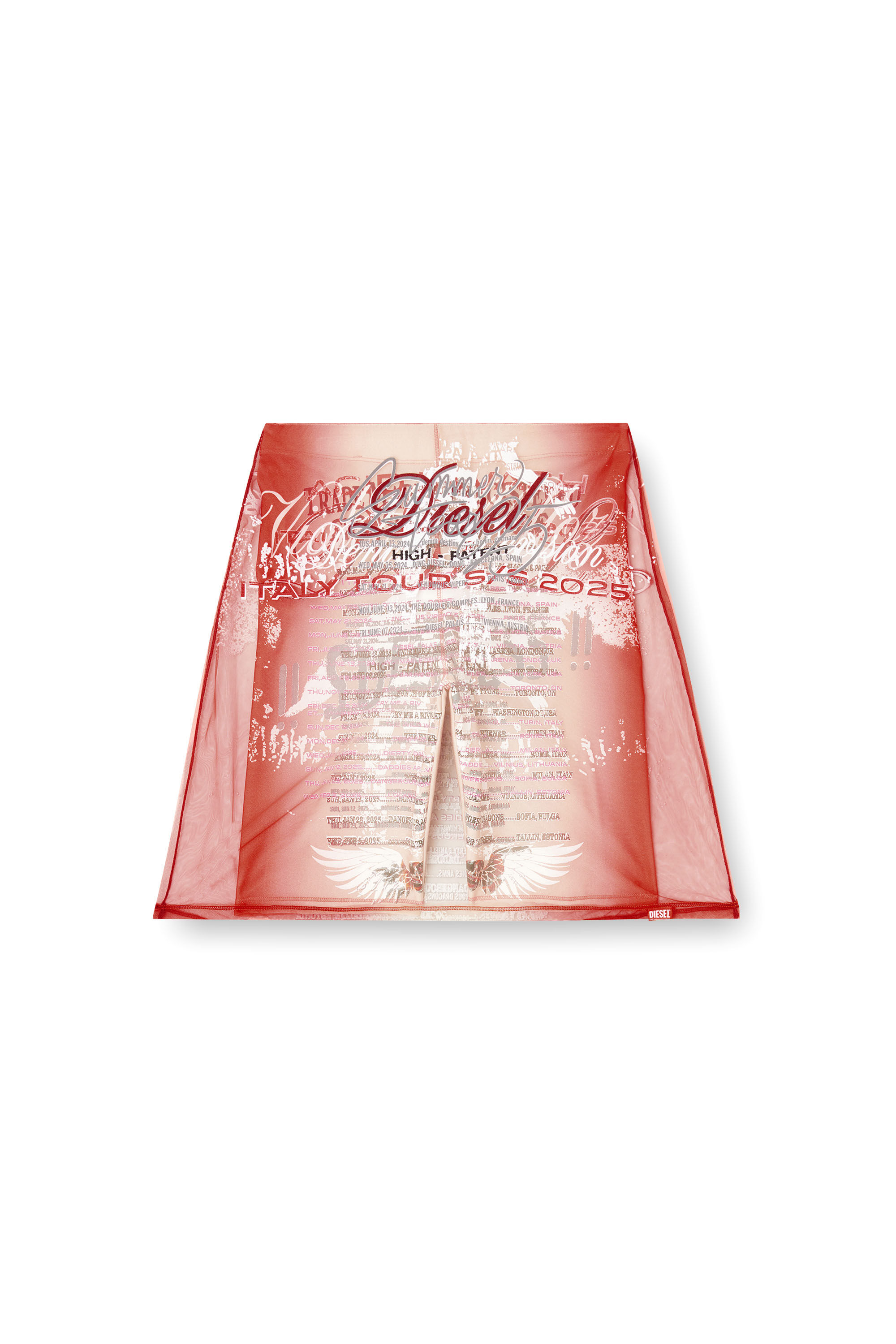 Diesel - O-LYMPIAC, Falda con estampado de letras de canciones a capas Mujer in Rosa - 2