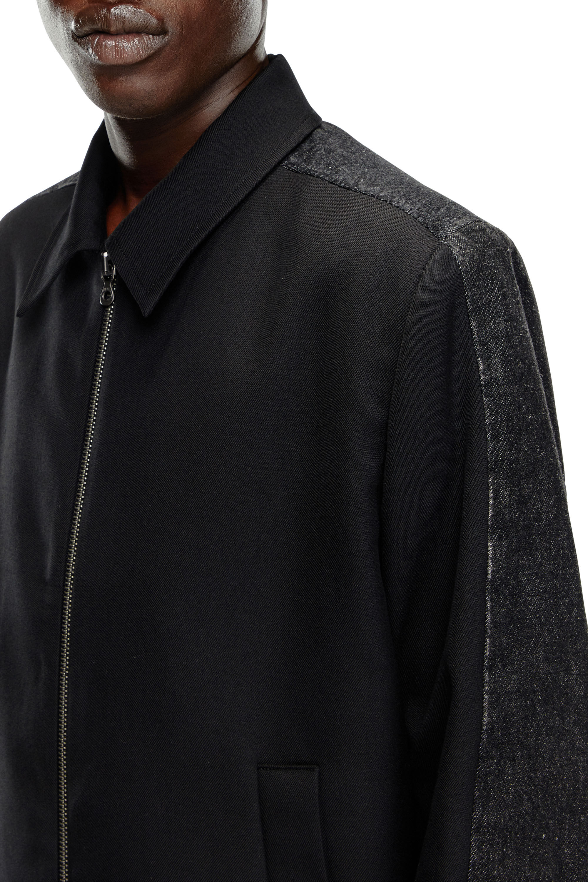 Diesel - J-RHEIN, Man Blouson jacket in wool blend and denim in Black - Image 4