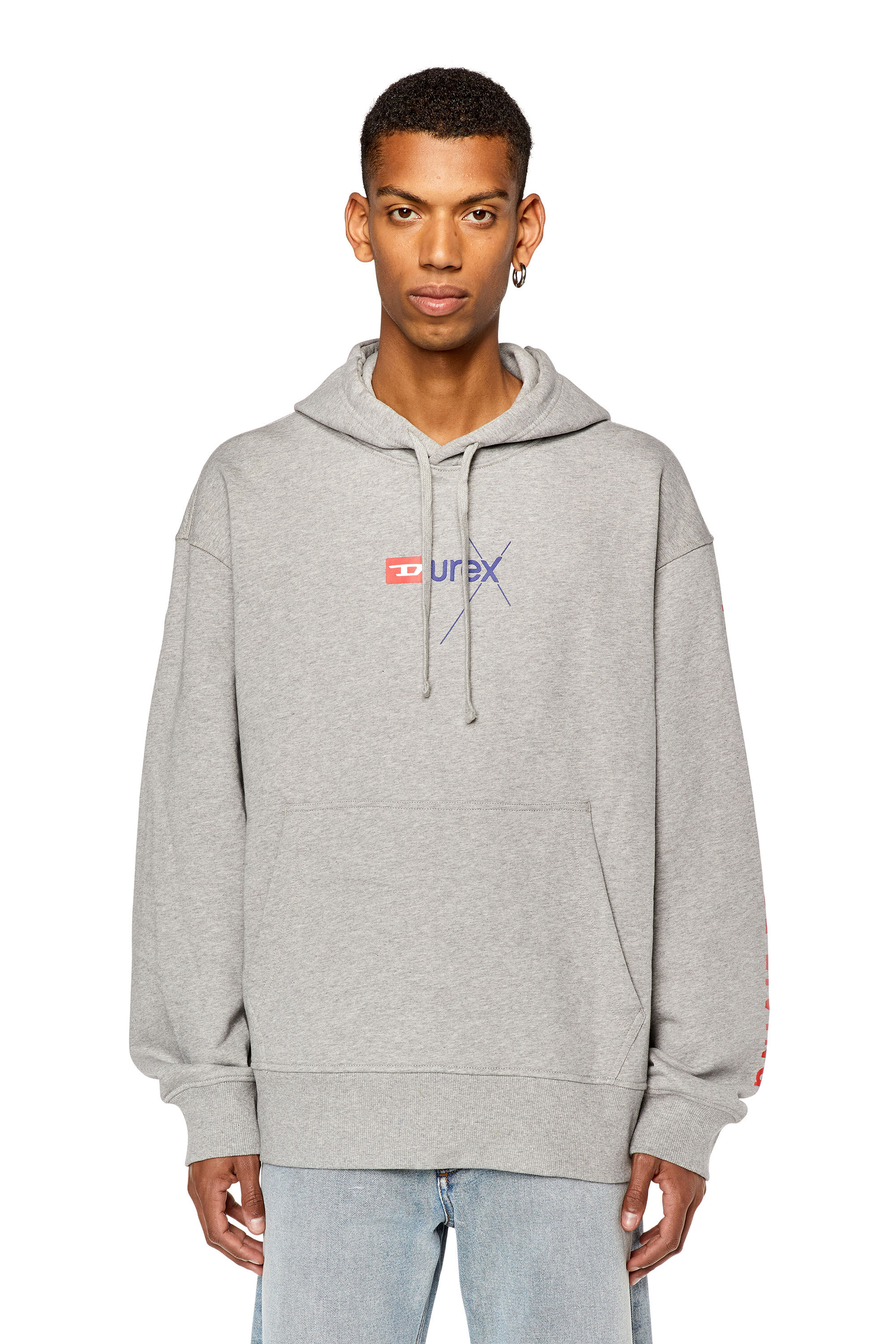 Men's Mélange hoodie with Durex logo | Grey | Diesel