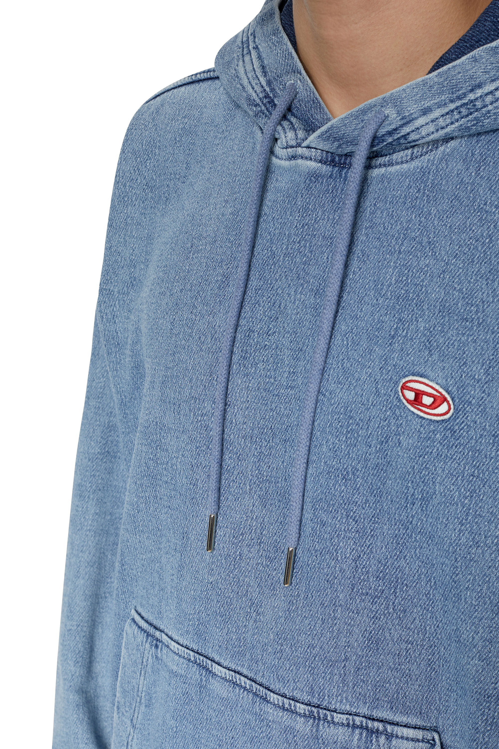 D-UM-RIB-NE Man: Responsible hoodie in Track Denim | Diesel Library