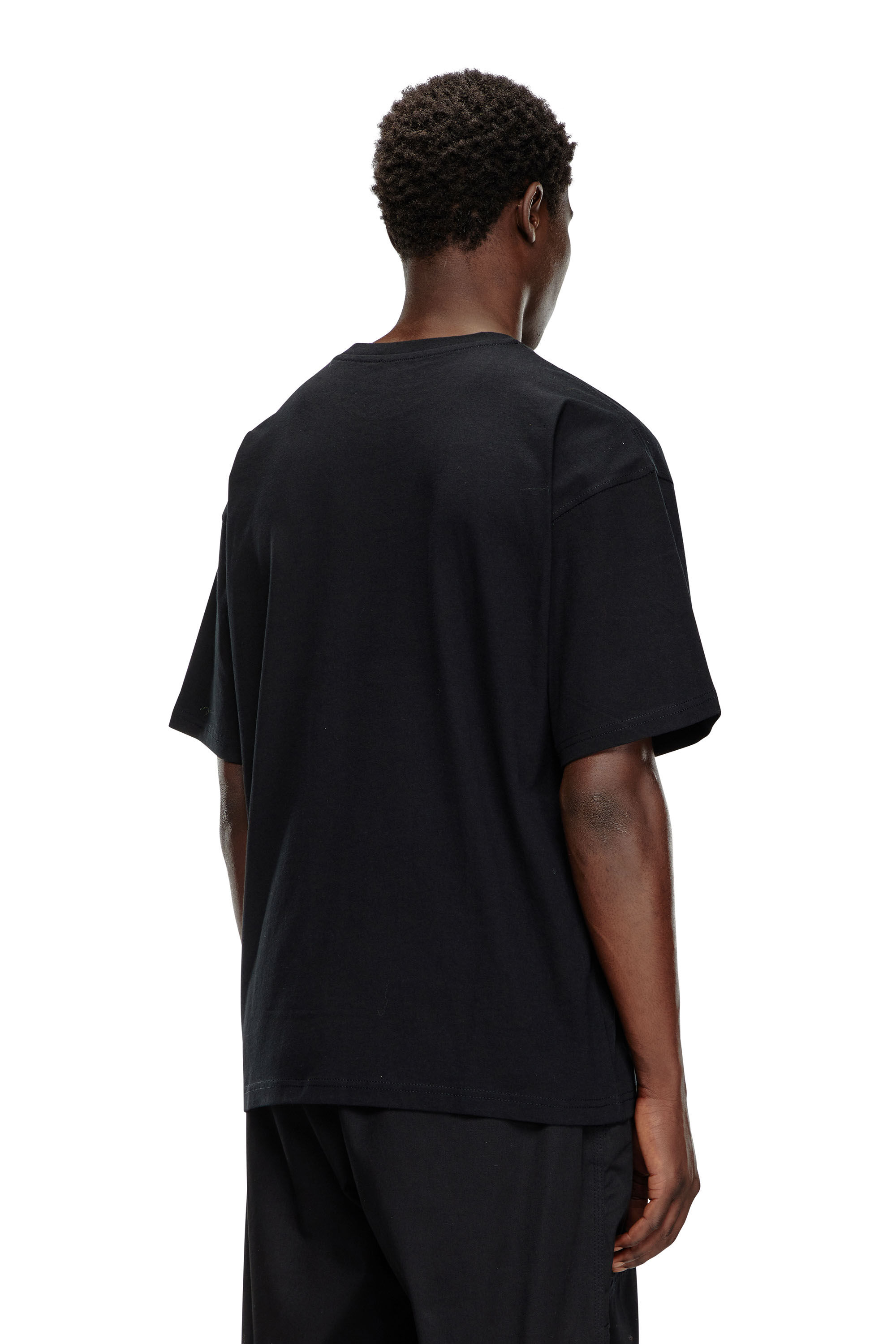 Men's T-shirt with jacquard logo patch | Black | Diesel
