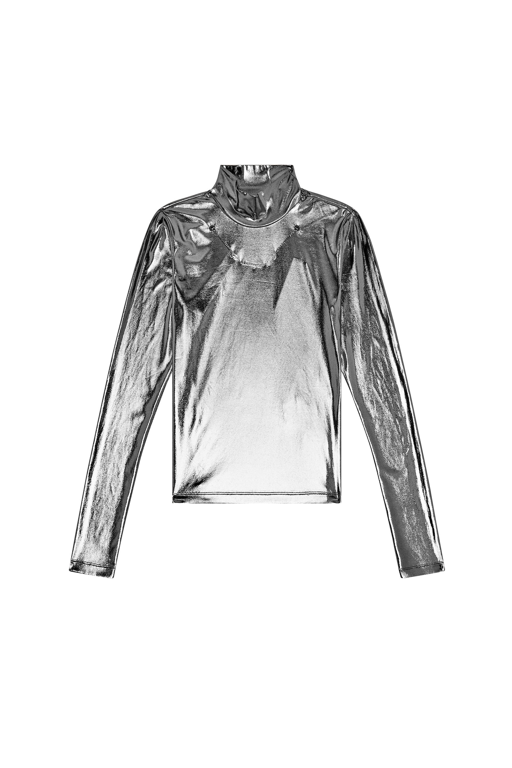 Women's Metallic top with chain detail | Black | Diesel