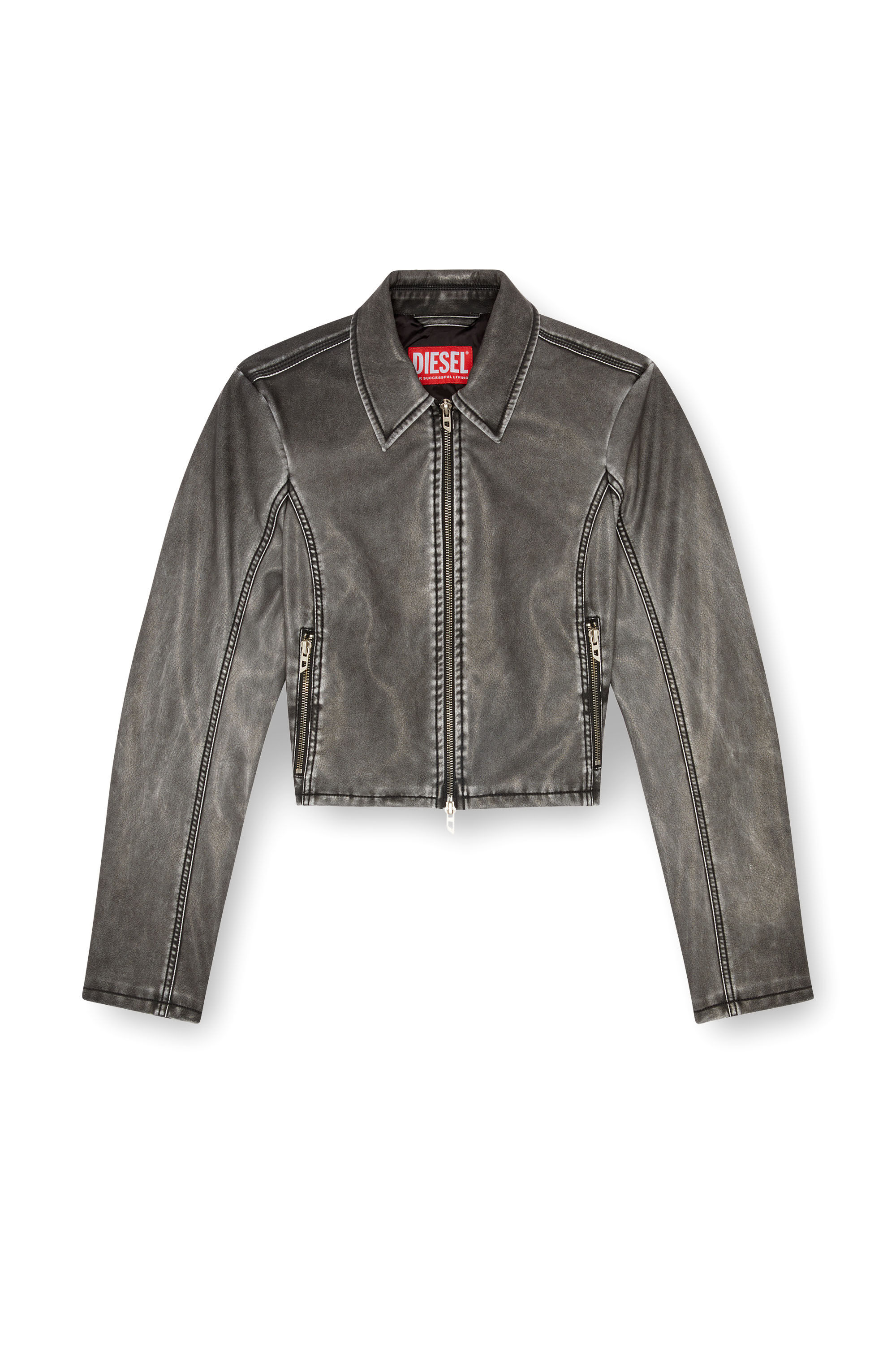 Diesel - G-OTA, Woman's Cropped jacket in washed tech fabric in Black - 2