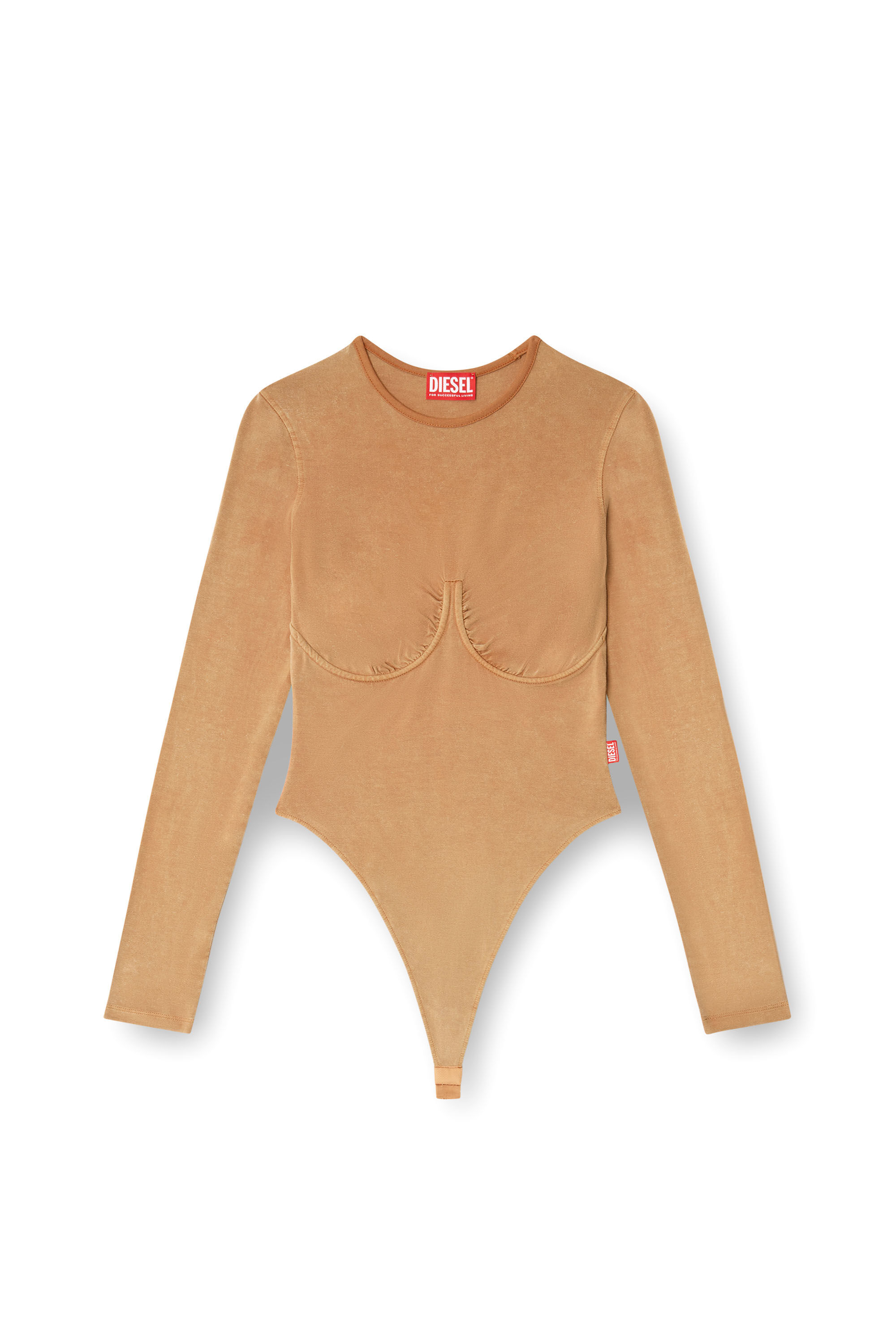 Diesel - T-FINNE-Q2, Body de manga larga con detalle de sujetador Mujer in Marrón - 2