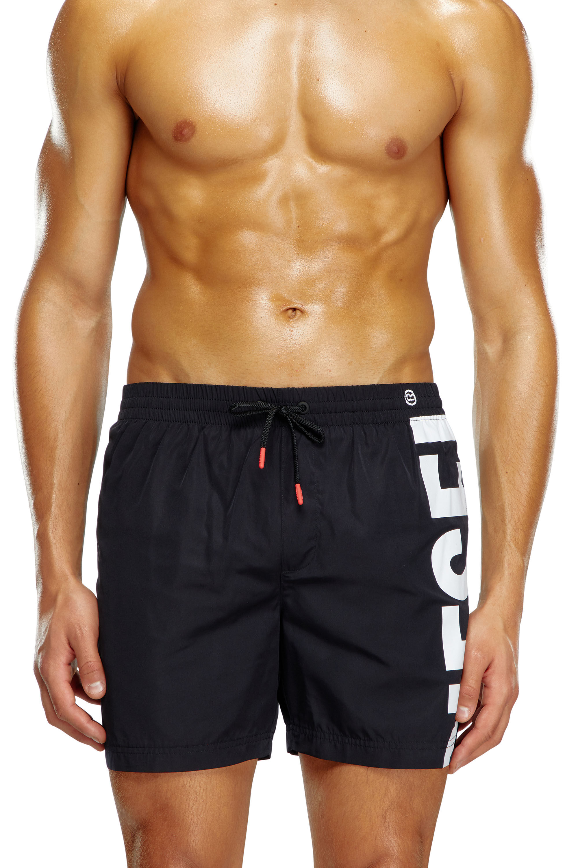 Men's Board shorts with side logo print | Black | Diesel