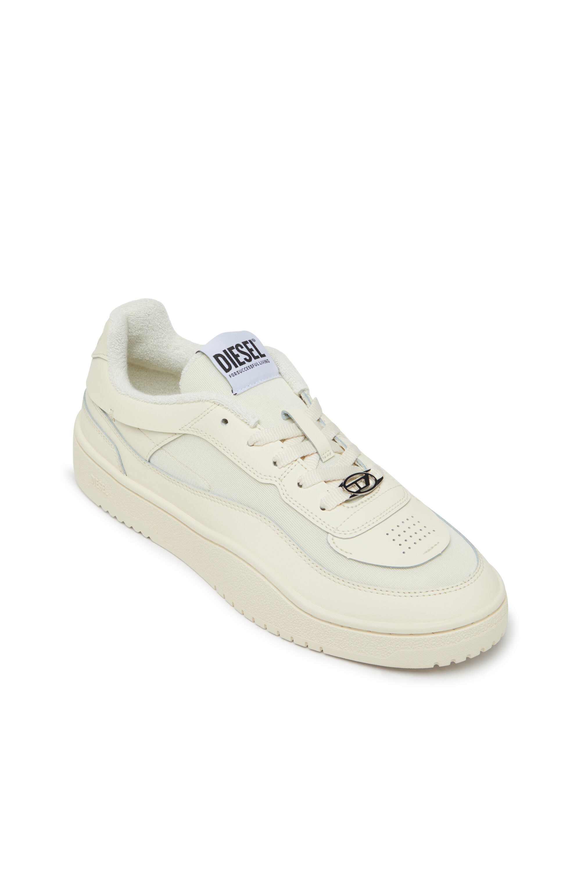 ■DIESEL■S-Oval Skate Low スニーカー Men's S-Oval Skate-Fabric-panelled leather sneakers | Beige
