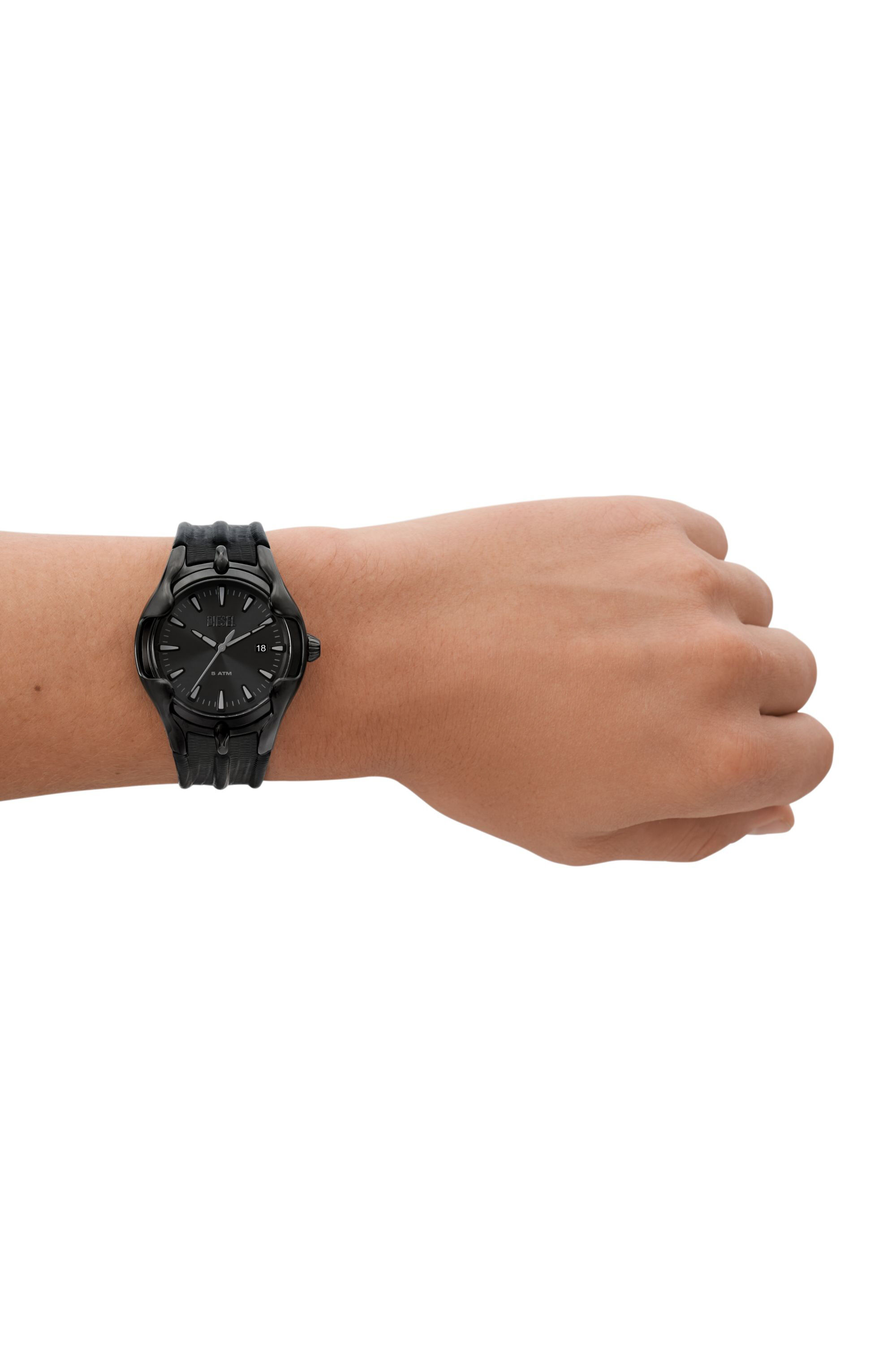 Men's Vert three-hand date black leather watch | DZ2193 Diesel