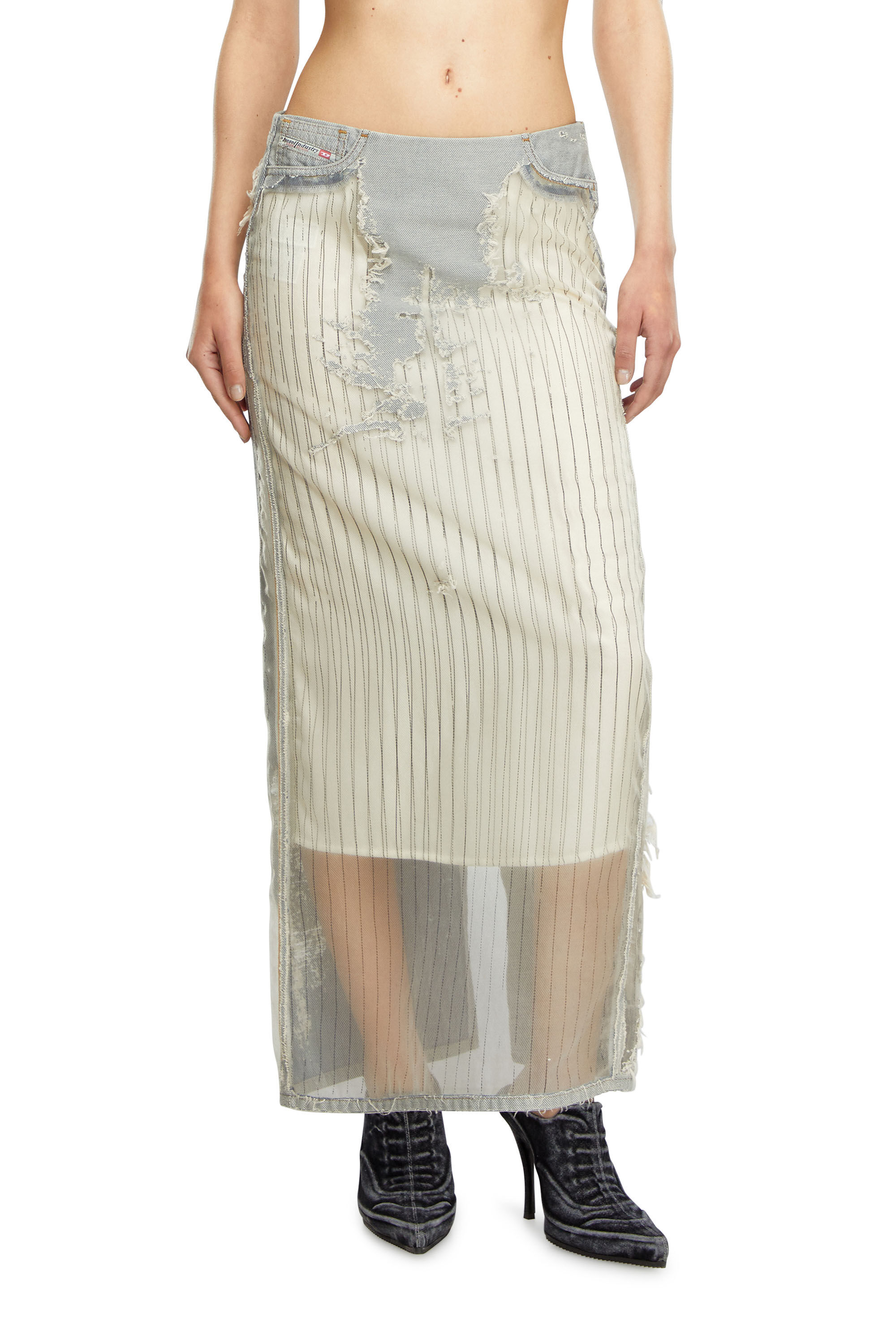 【DIESEL】 Skirt in pinstriped devore denim De-Pra-Fse1 DIESEL】 Skirt in pinstriped devore denim De-Pra-Fse1