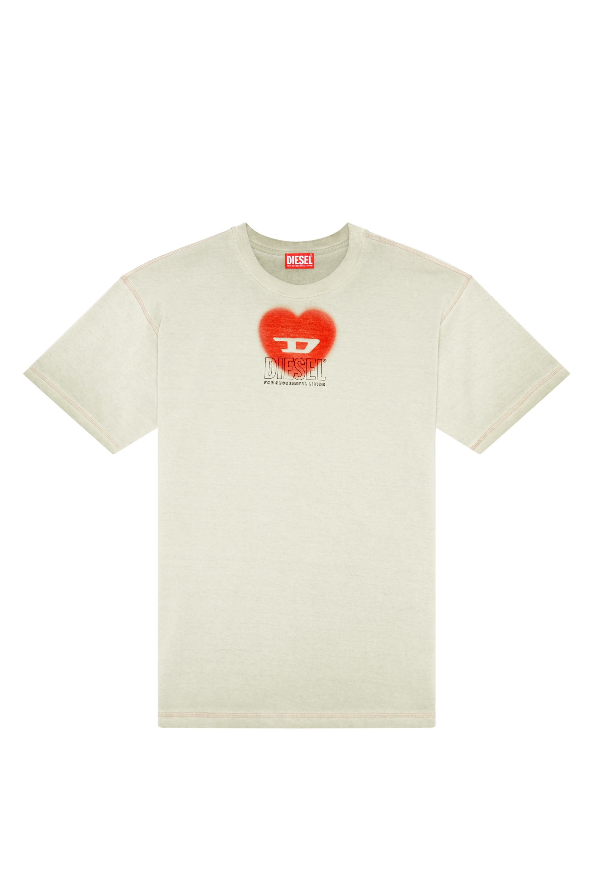 Women's T-shirt with heart print | Beige | Diesel