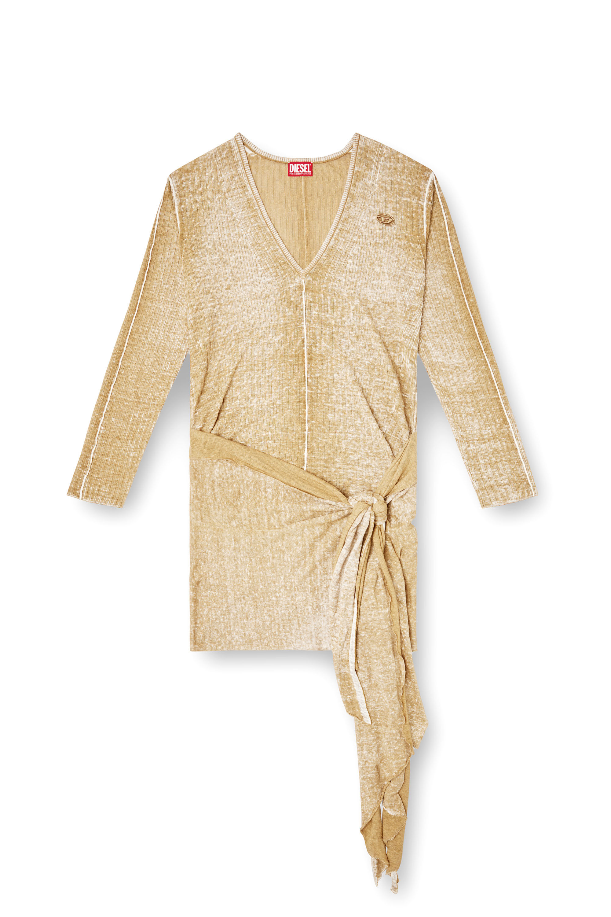 Women's Knitted dress with hip tie | Beige | Diesel Women's Knitted dress with hip tie | Beige | Diesel