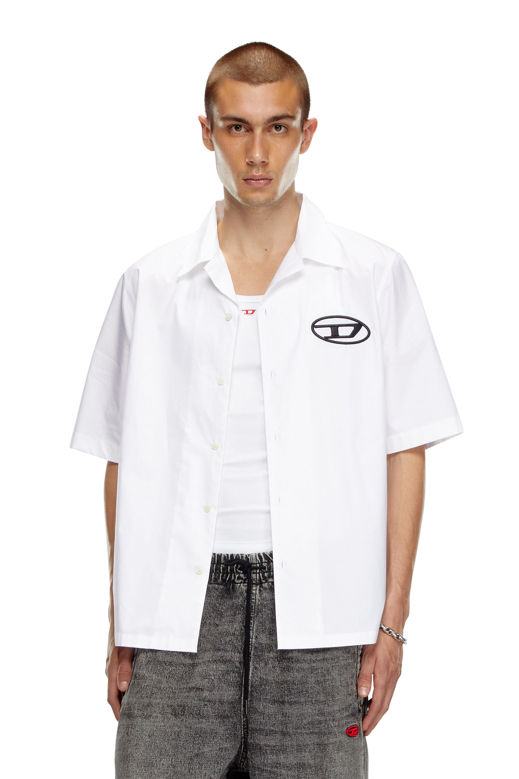 Diesel - S-MAC-C, Hombre Camisa de bolos con logotipo bordado in Blanco - Image 3