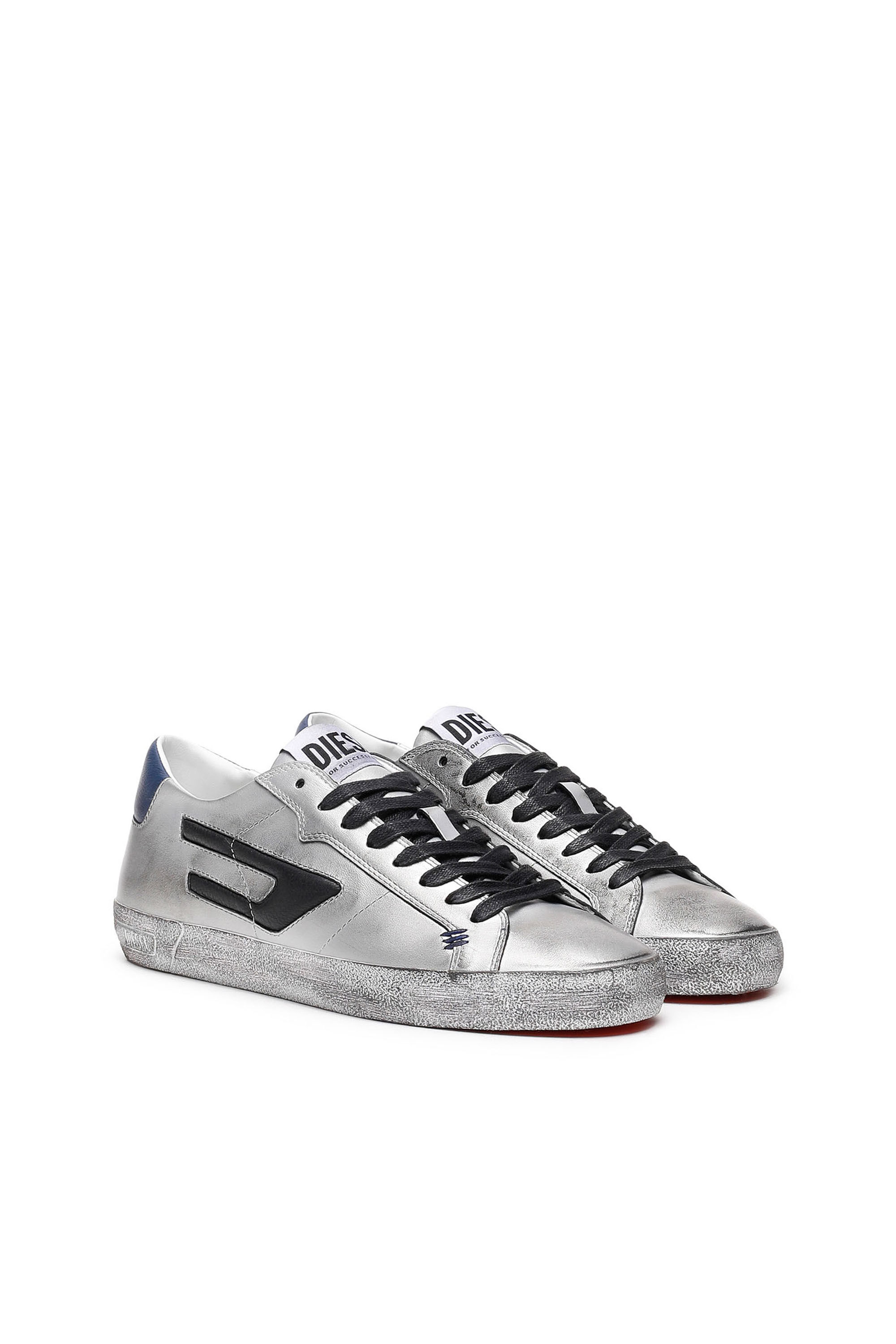 S-LEROJI LOW X Unisex: Distressed metallic low-top sneakers | Diesel