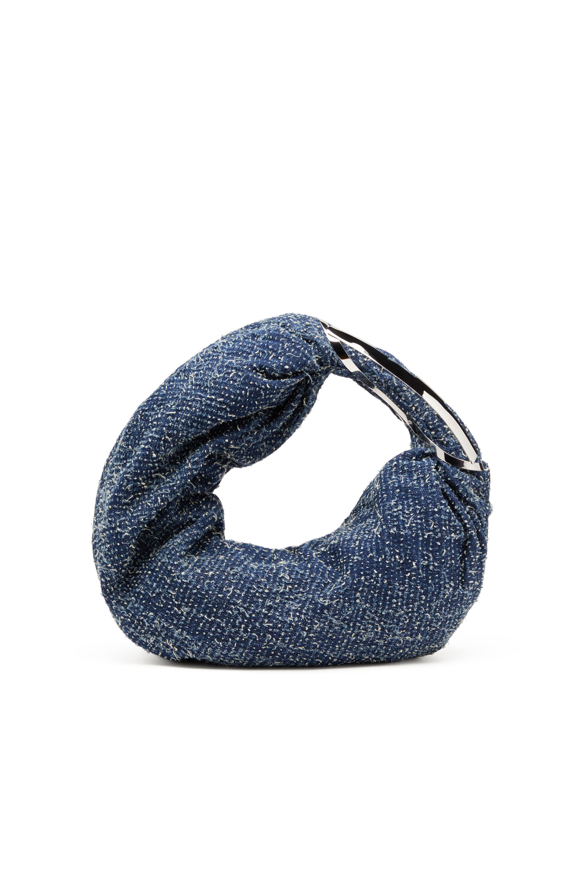Women's Grab-D S-Hobo bag in bouclé denim | Blue | Diesel