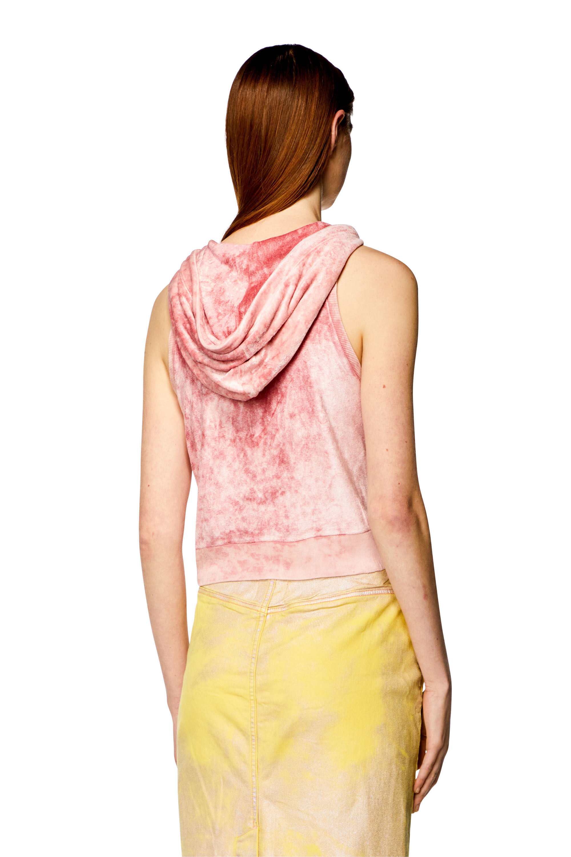 Women's Chenille hoodie with crystal logo | Pink | Diesel