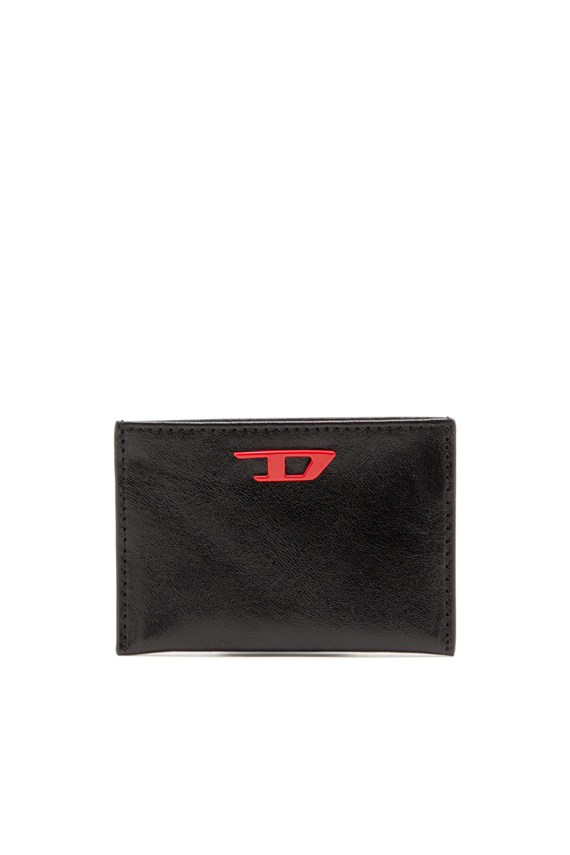 Men's Leather card holder with red D plaque | Diesel Men's Leather card holder with red D plaque | Diesel