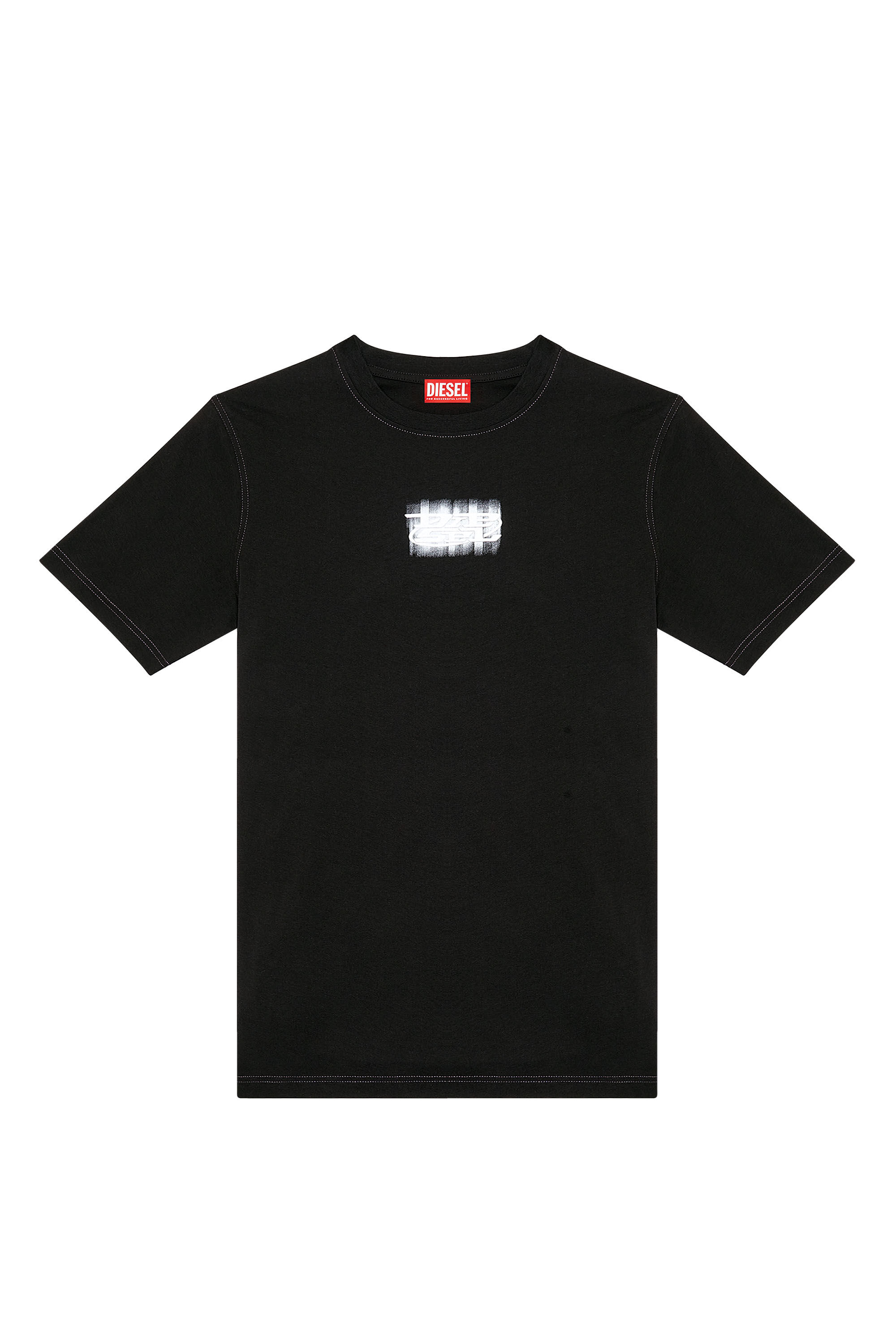 Men's Logo-flocked T-shirt in organic cotton | Black | Diesel
