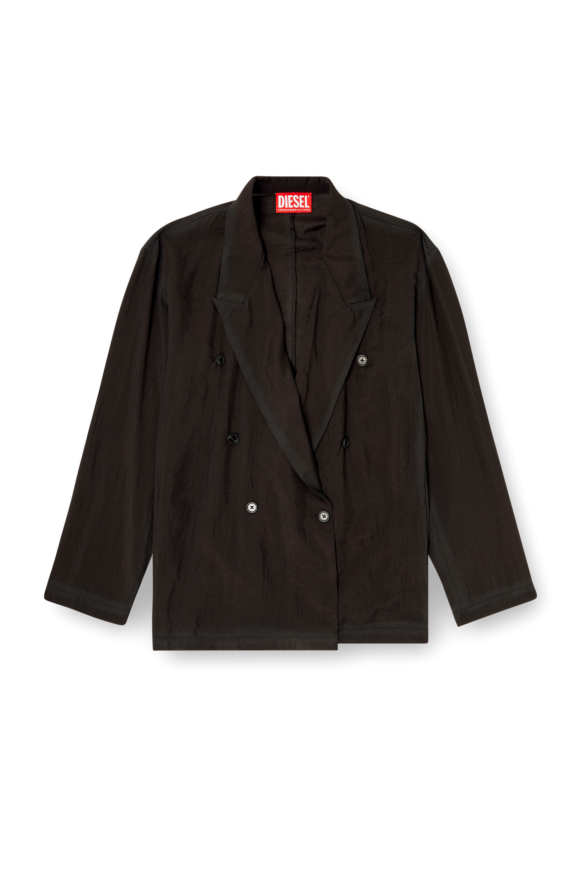 Men's Double-breasted blazer in wrinkled shell | Grey | Diesel
