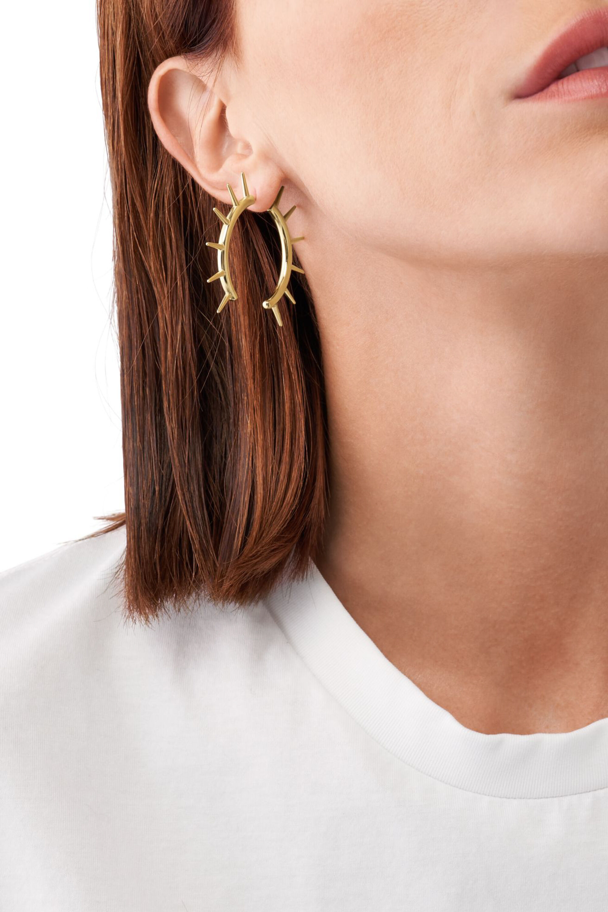 即購入可！DIESEL フープピアス　ゴールド Women's Gold-Tone Stainless Steel Front to Back Earrings