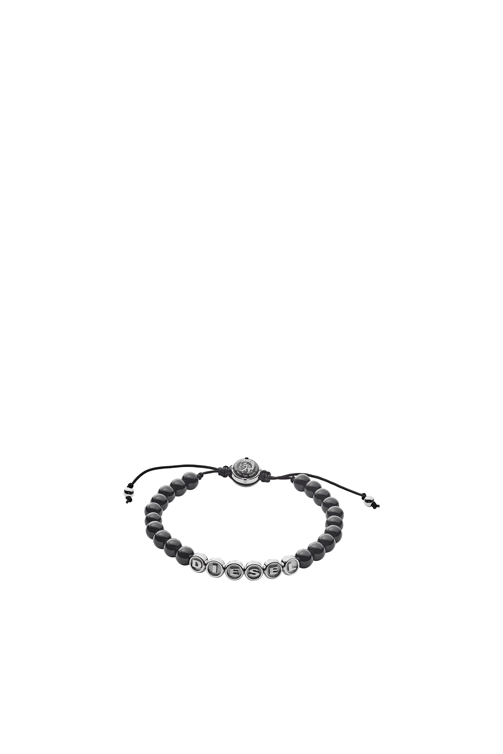 Diesel - DX1088, Pulsera con cuentas de ágata negra Hombre in Negro - 1