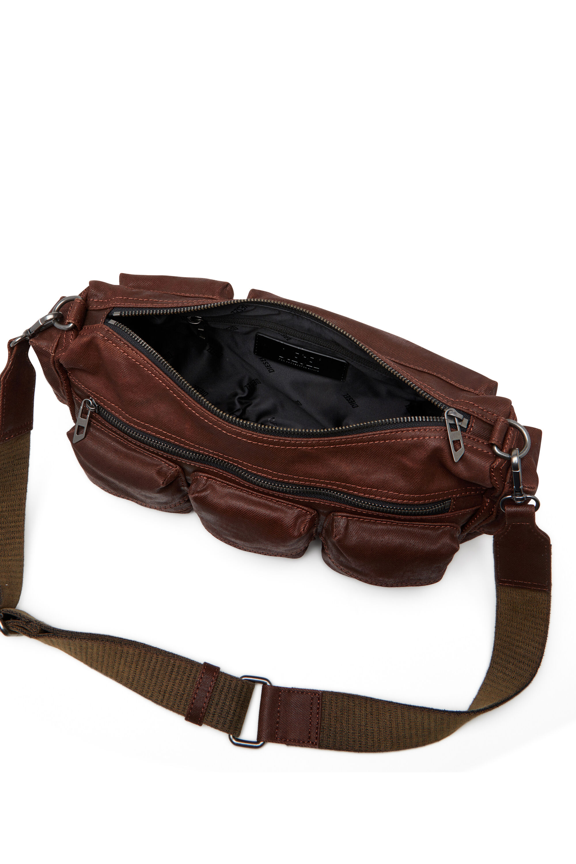Diesel - MULTI-PKTS SHOULDER BAG X, Multi-Pkts - Bolso de algodón con múltiples bolsillos Unisex in Marrón - 5