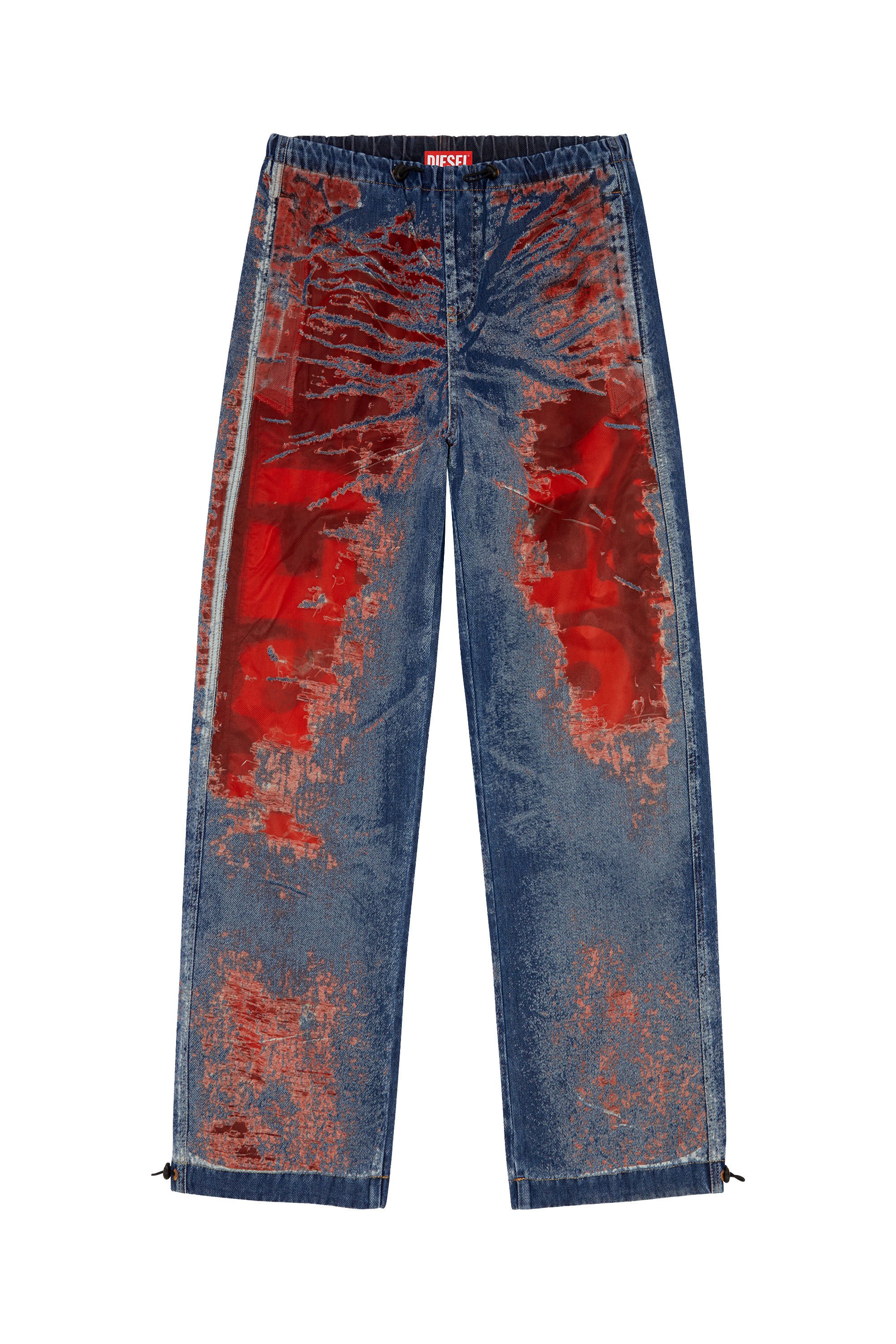 Diesel - Straight Jeans D-Martial 068MI, Blue/Red - Image 2
