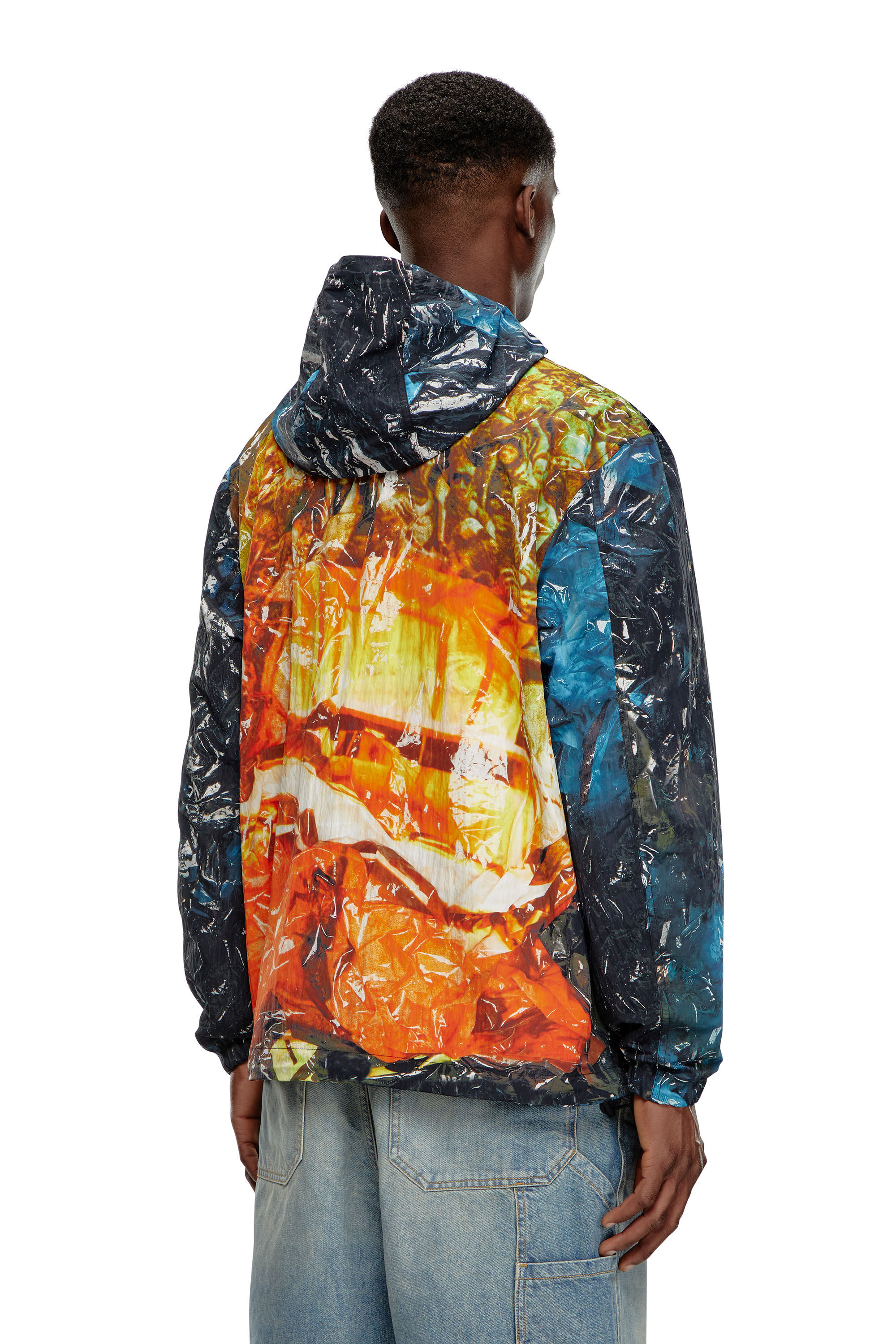 Men's Hooded windbreaker with poster print | Multicolor | Diesel