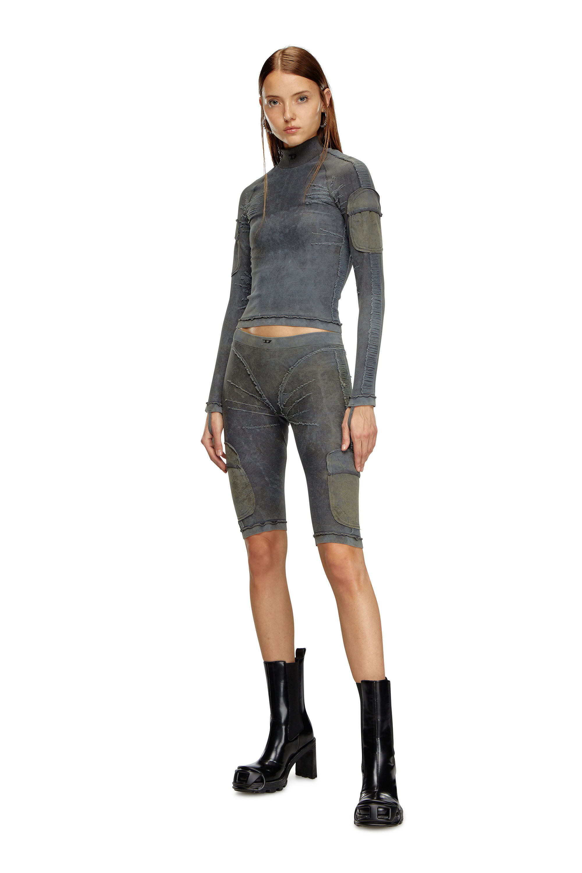 Diesel - AWTEE-ASHLEY-WT04, Camiseta de medio cuello alto con efectos desgastados Mujer in Multicolor - 1