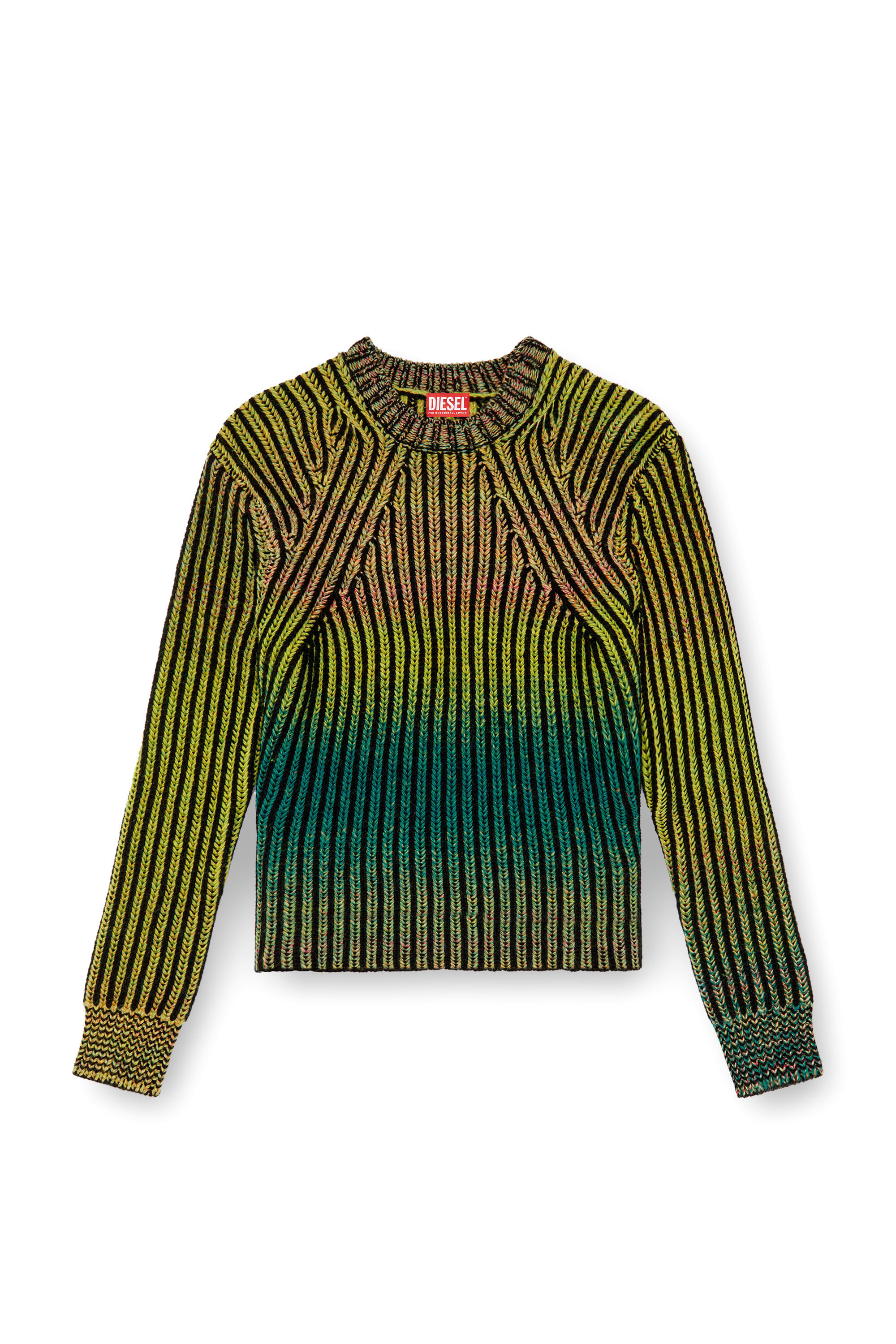 リアル Men's Striped Diesel | Green | blend wool in jumper ribbed トップス
