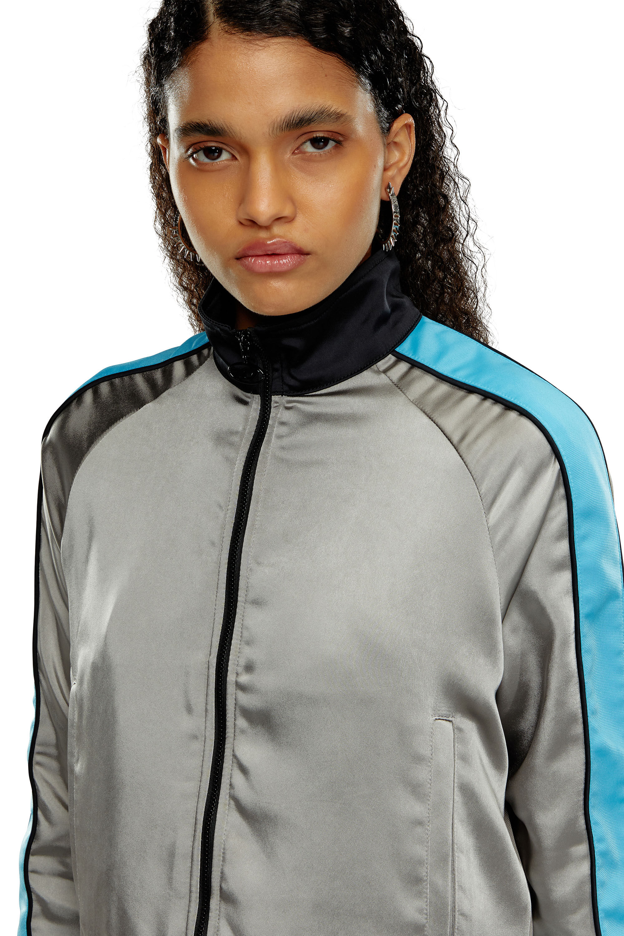 Women's Mixed-material racer jacket with side stripes | Diesel