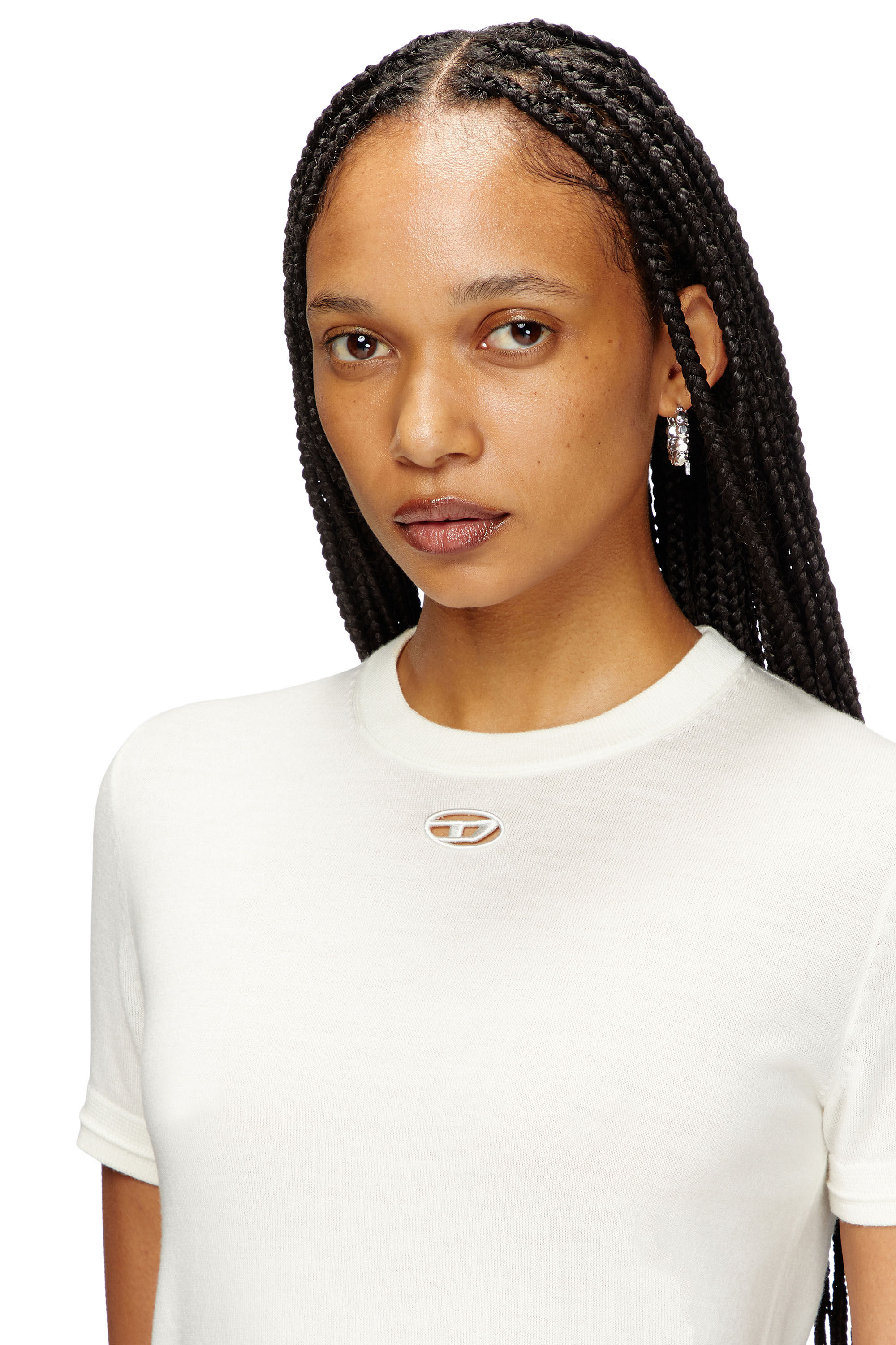 Women s Short sleeve jumper in wool White Diesel
