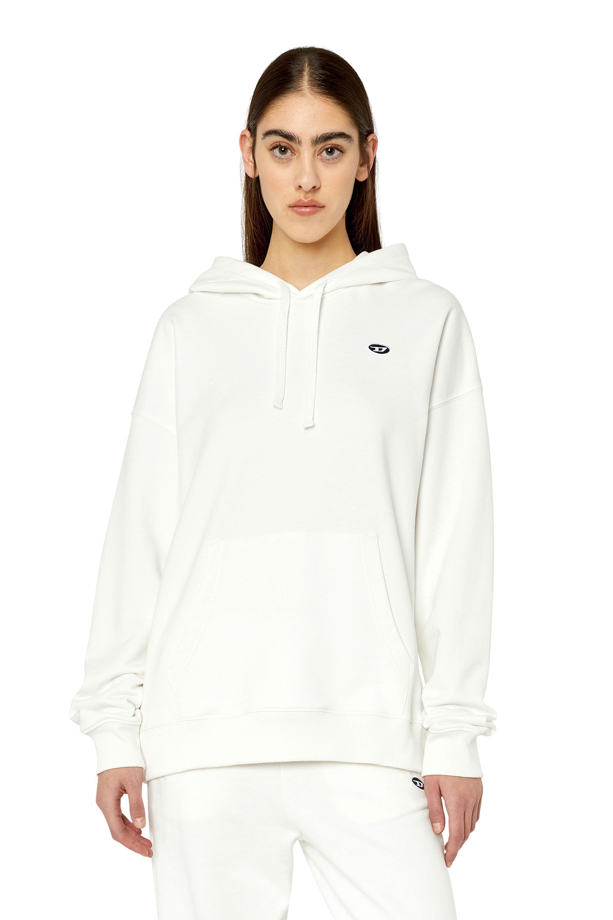 Diesel - F-REGGY-HOOD-DOVAL-PJ, Sudadera con capucha con parche oval D Mujer in Blanco - 3