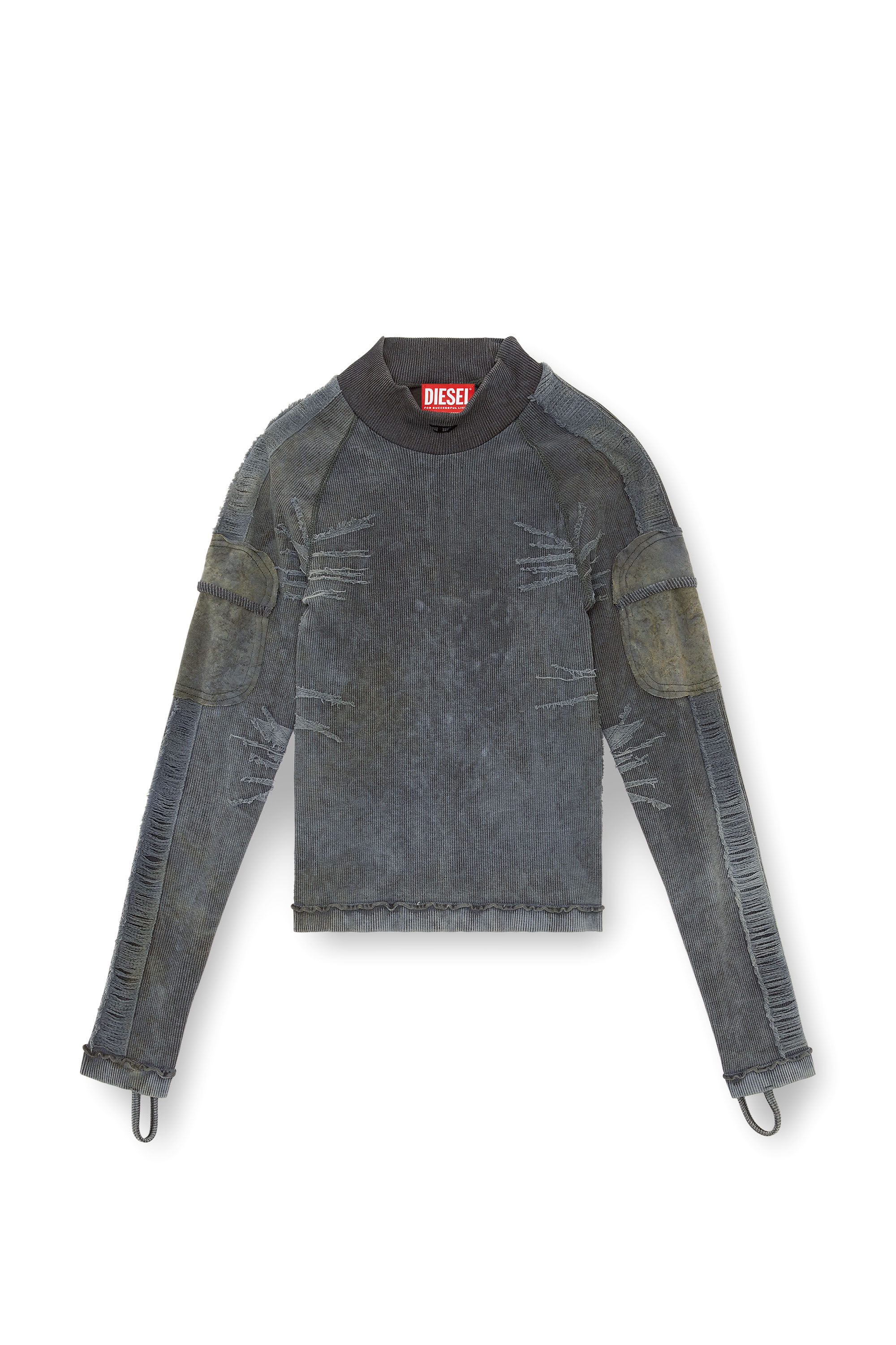 Diesel - AWTEE-ASHLEY-WT04, Camiseta de medio cuello alto con efectos desgastados Mujer in Multicolor - 2