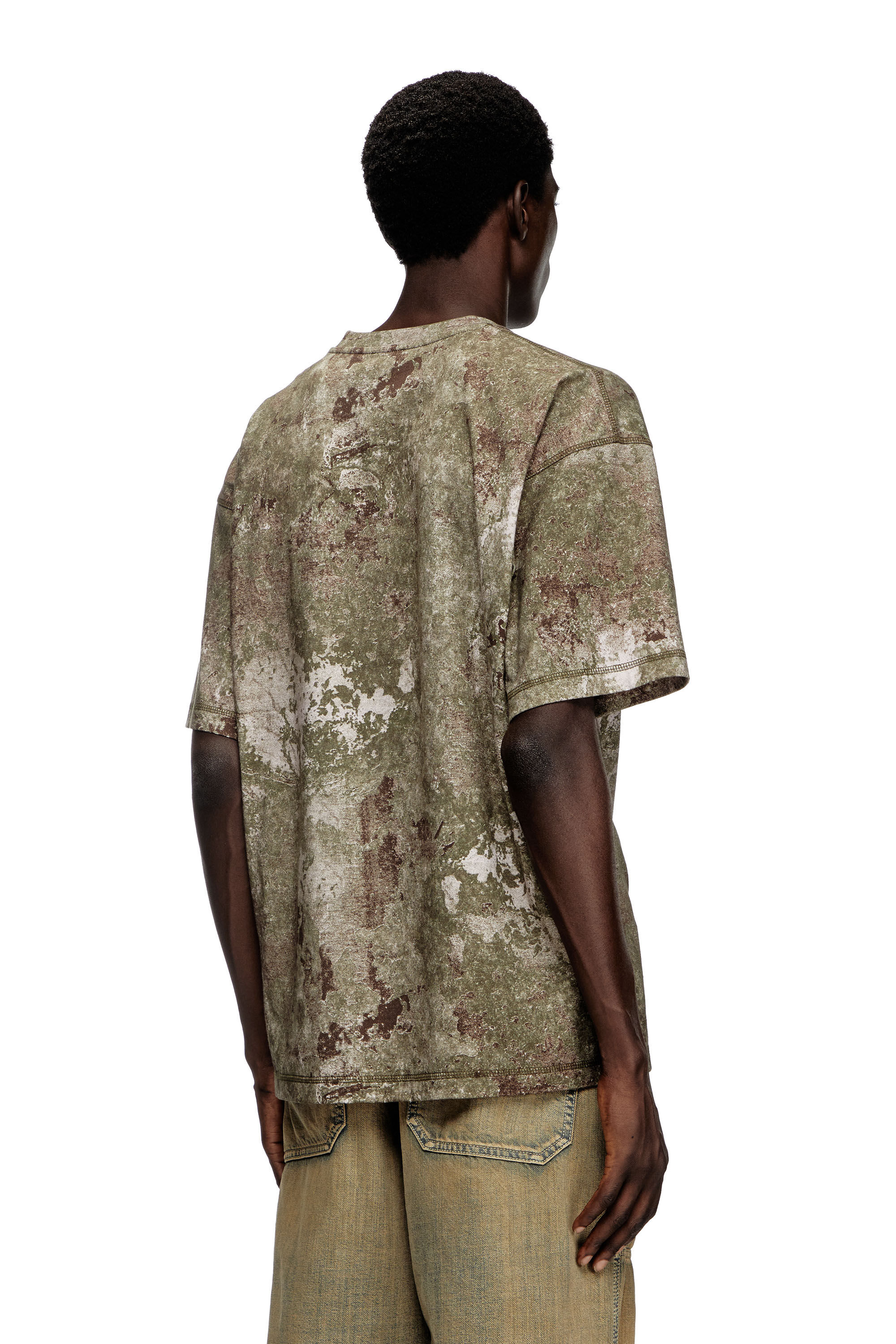 Men's Marble-effect burnout T-shirt | Green | Diesel Men's Marble-effect burnout T-shirt | Green | Diesel