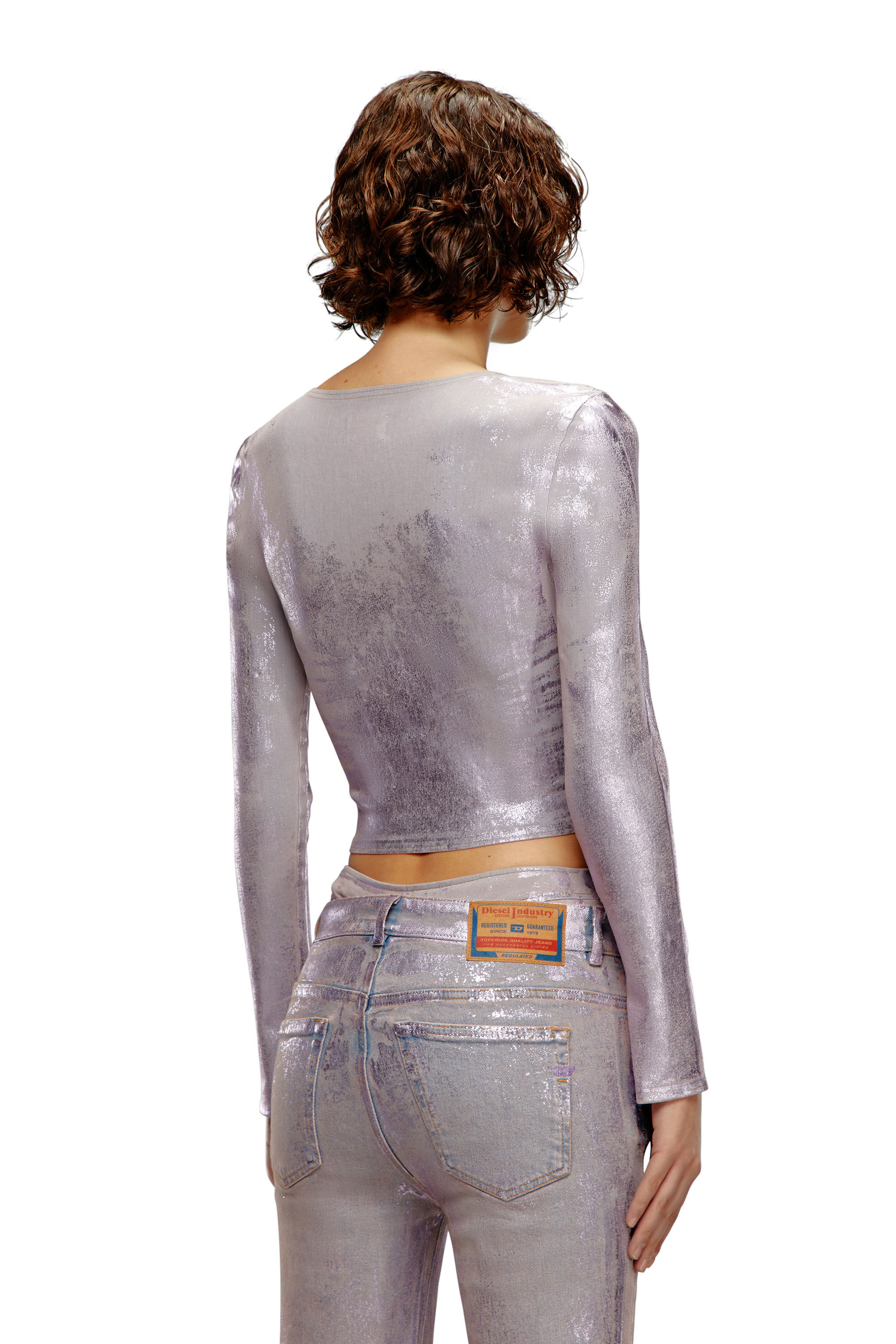 Women's Long-sleeve top with crystal plaque | Pink | Diesel Women's Long-sleeve top with crystal plaque | Pink | Diesel