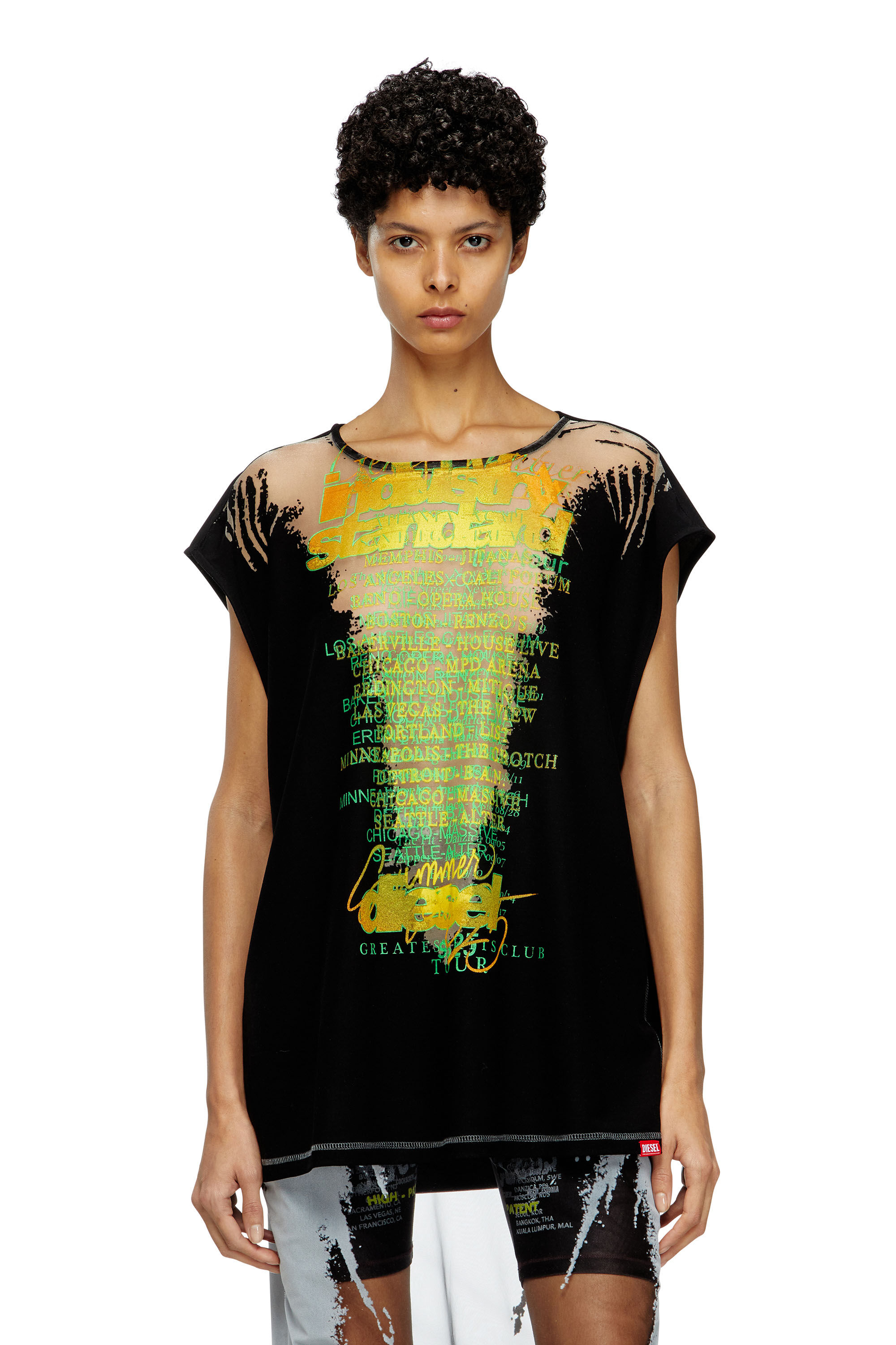 Women's Sleeveless T-shirt with lyrics print | Black | Diesel Women's Sleeveless T-shirt with lyrics print | Black | Diesel
