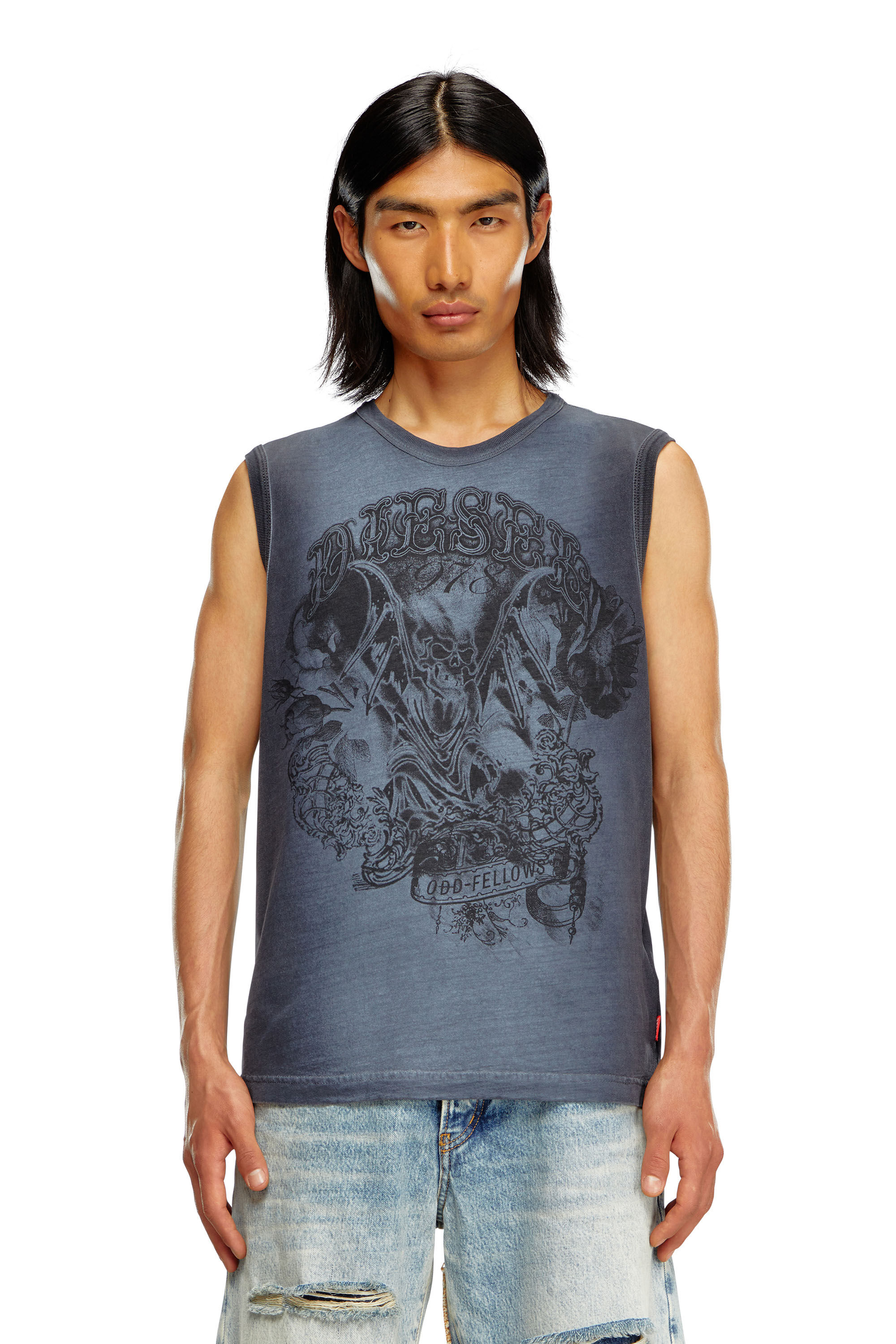 Diesel - T-BISCO-Q1, Man Faded tank top with graphic print in Blue - Image 4