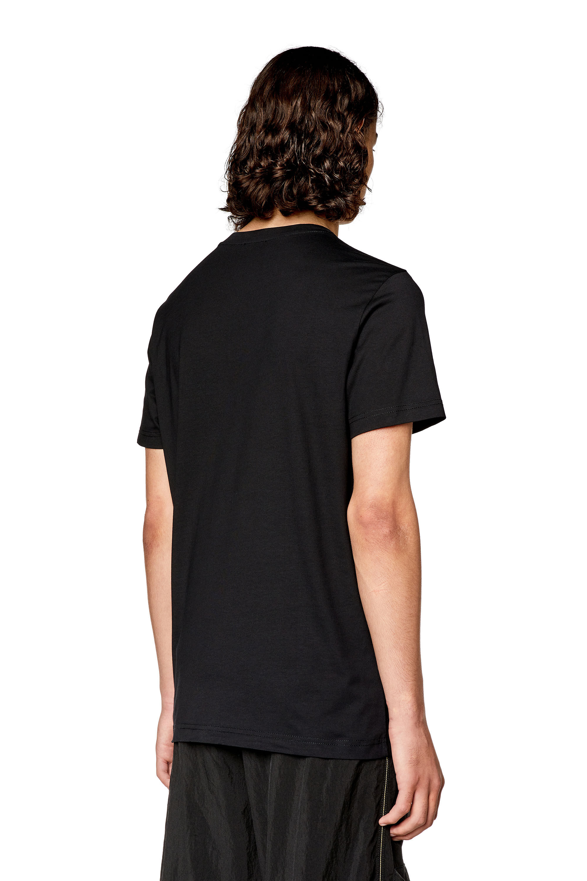 Diesel - T-DIEGOR-L14, Man's T-shirt with shiny and flocked print in Black - 4