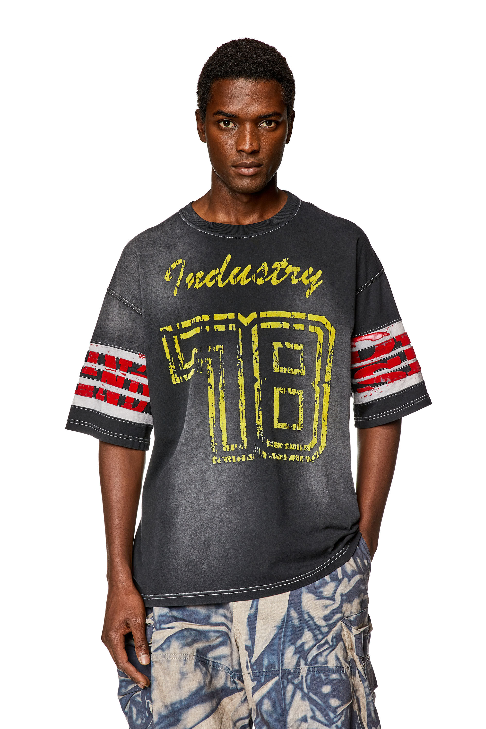 2024セール | prints flock with T-shirt jersey Faded Men's Black Diesel | トップス