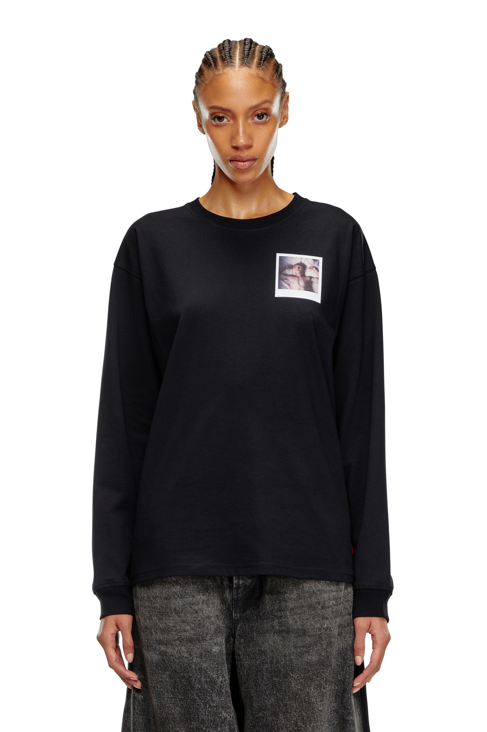 Diesel - PR-T-BOXT-LS-SS, Unisex's Long-sleeve T-shirt with polaroid patches in Black - 5