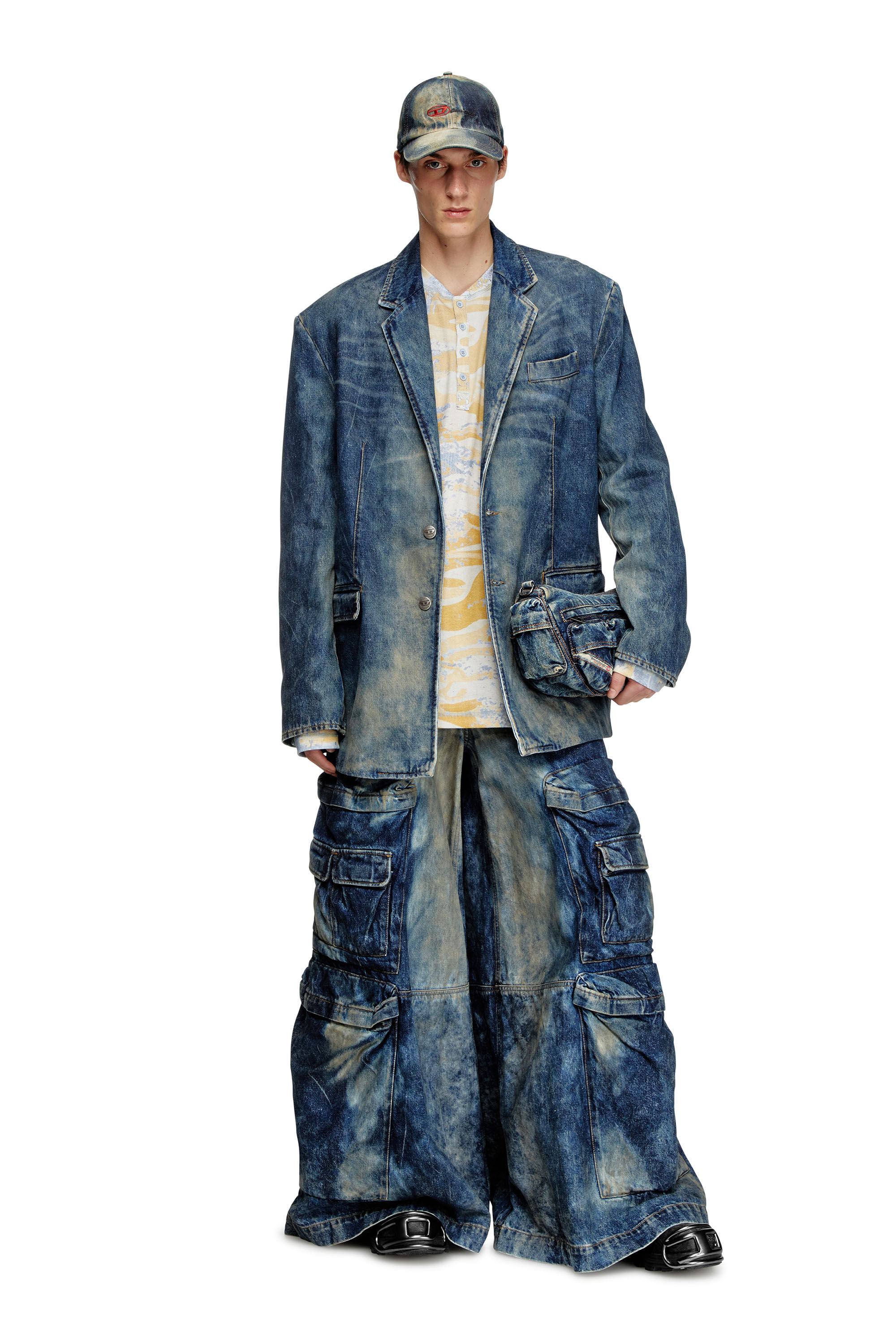 Women's Blazer in hand-treated dirty denim | Blue | Diesel