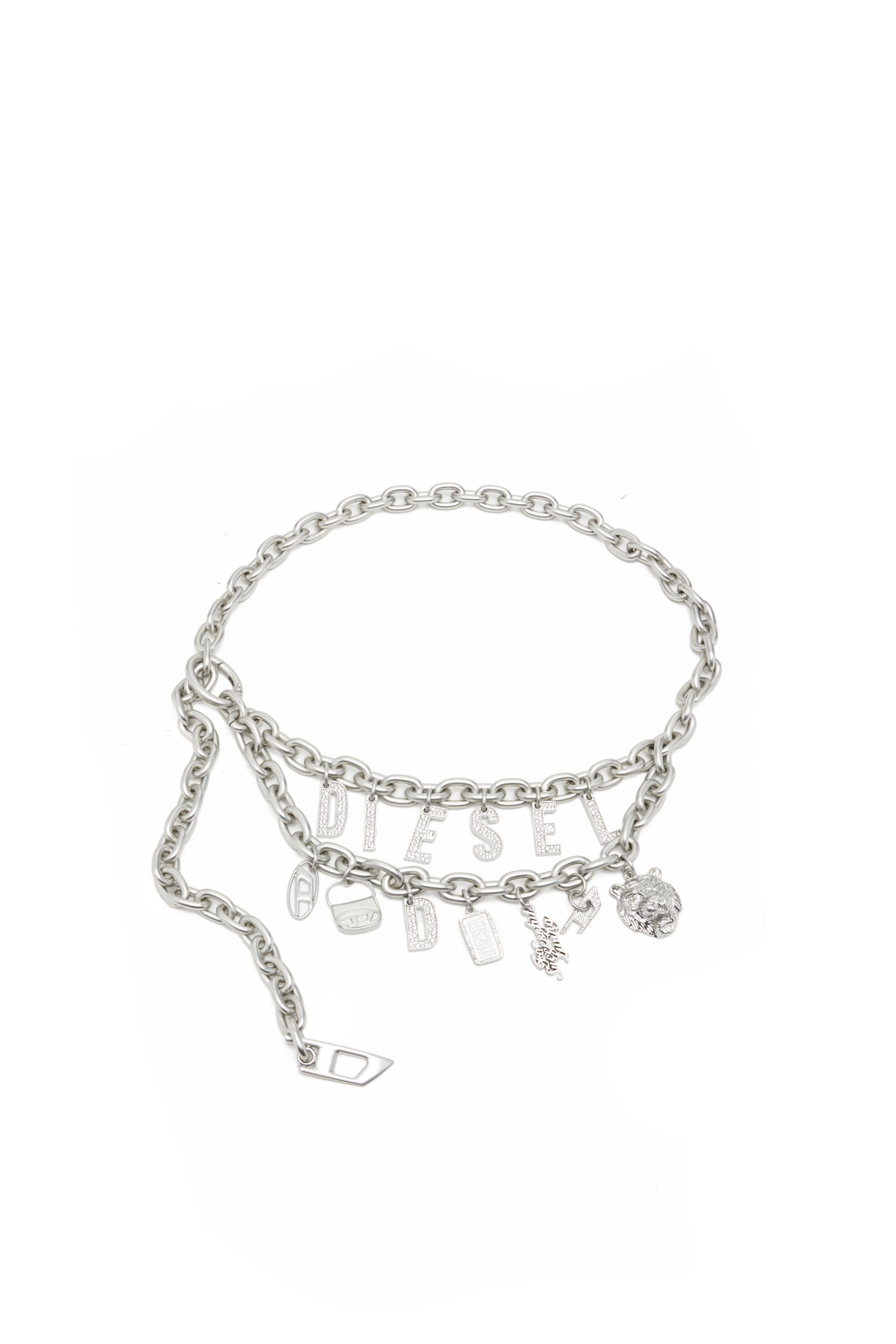 Women's Multi-charm chain belt | Silver | Diesel