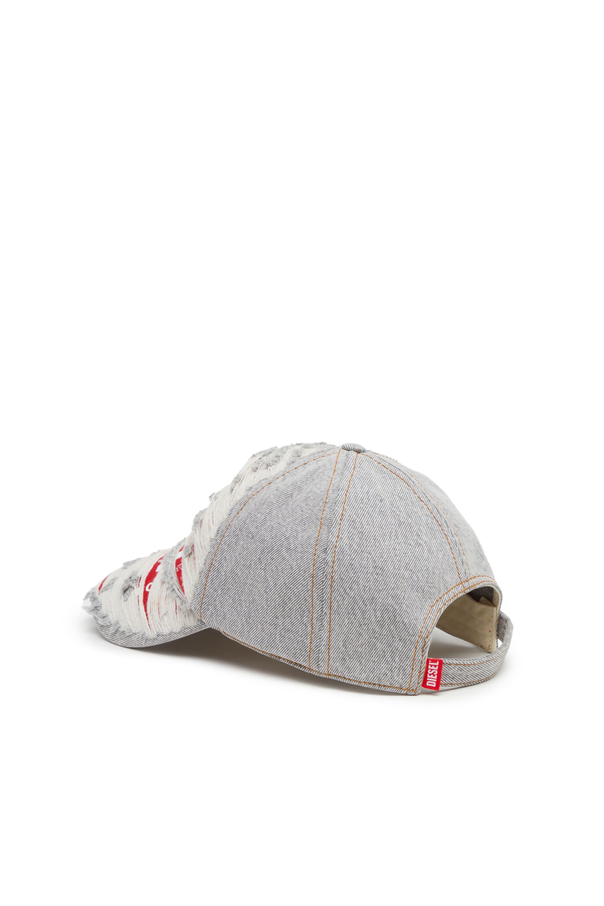 Diesel - C-STRAM, Gorra de béisbol en denim roto en capas Hombre in Gris - 2