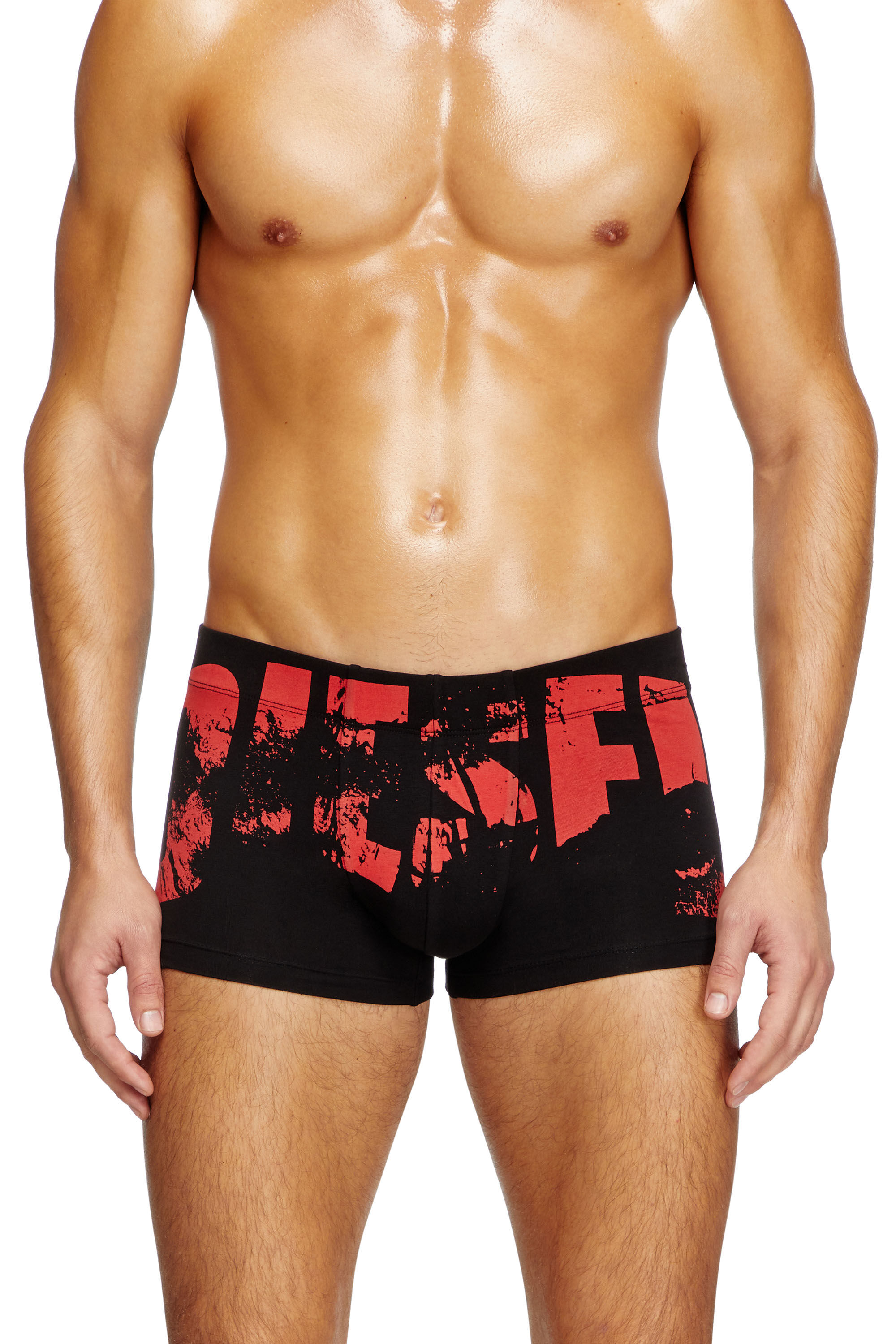 Diesel - DAMIEN-D-POP, Man's Boxer briefs with distressed logo in Black/Red - 1