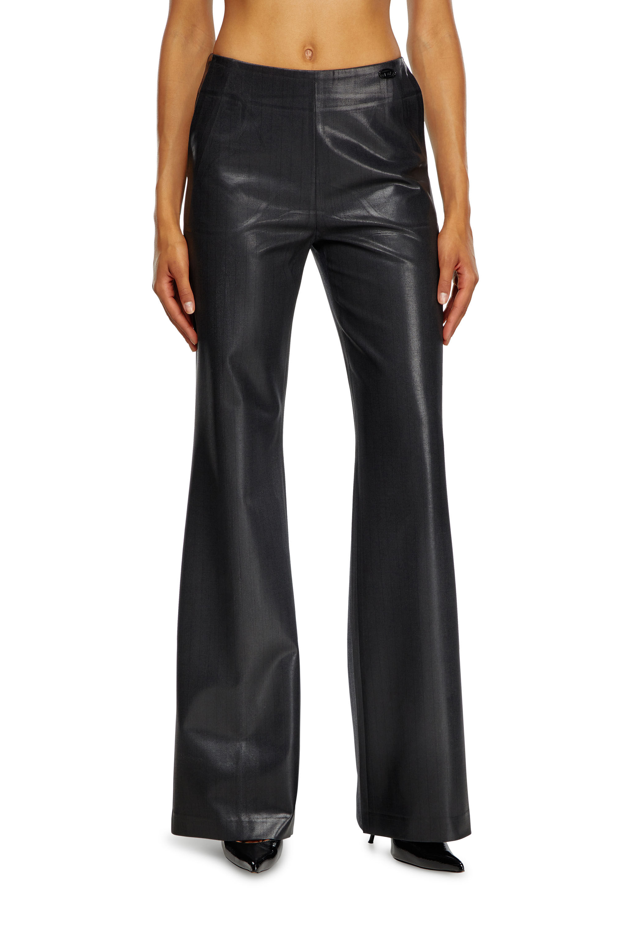 Diesel - P-OLARIS, Pantalones a rayas finas con parte delantera recubierta Mujer in Negro - 3