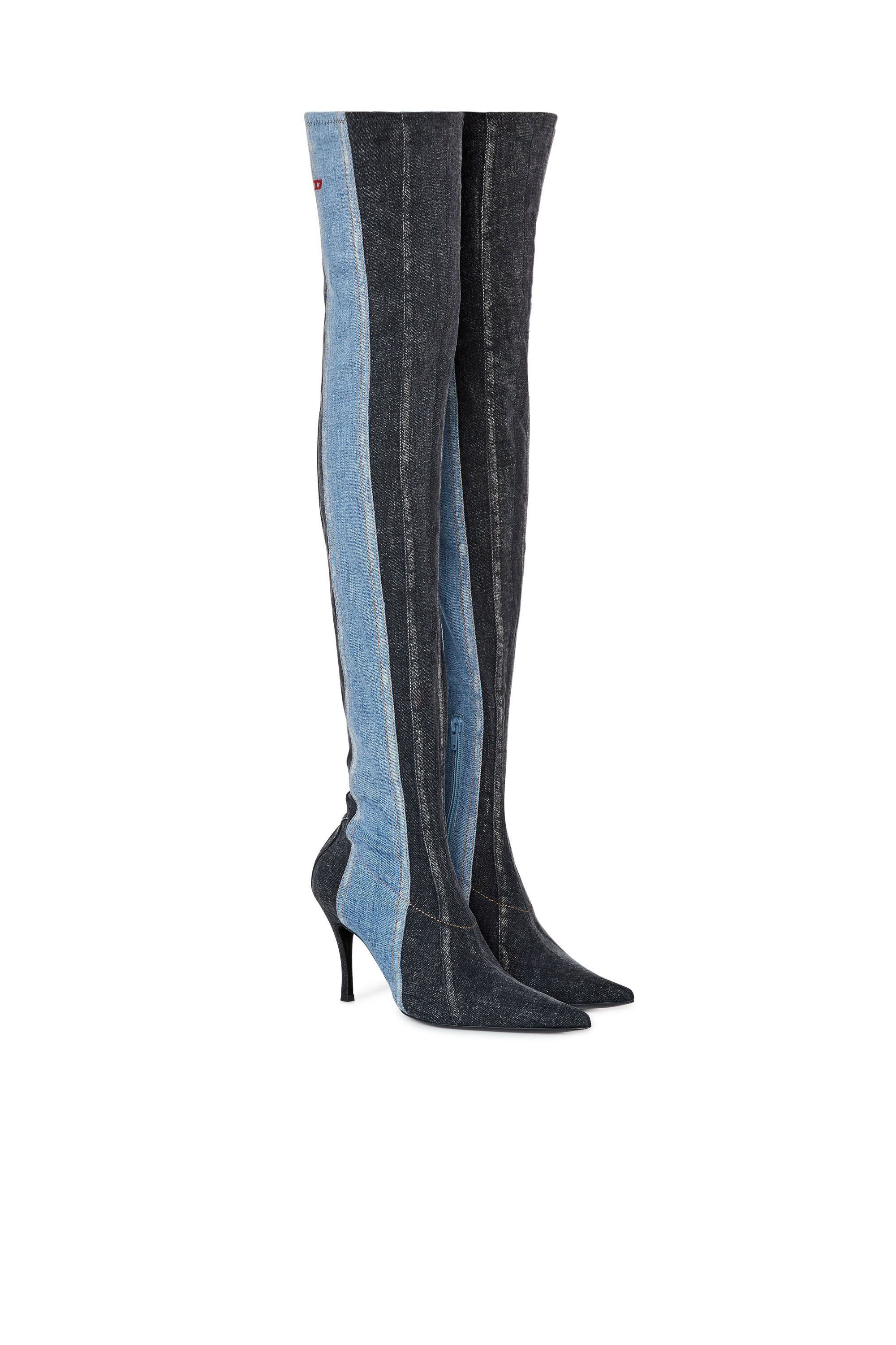 Denim over the knee boots shop