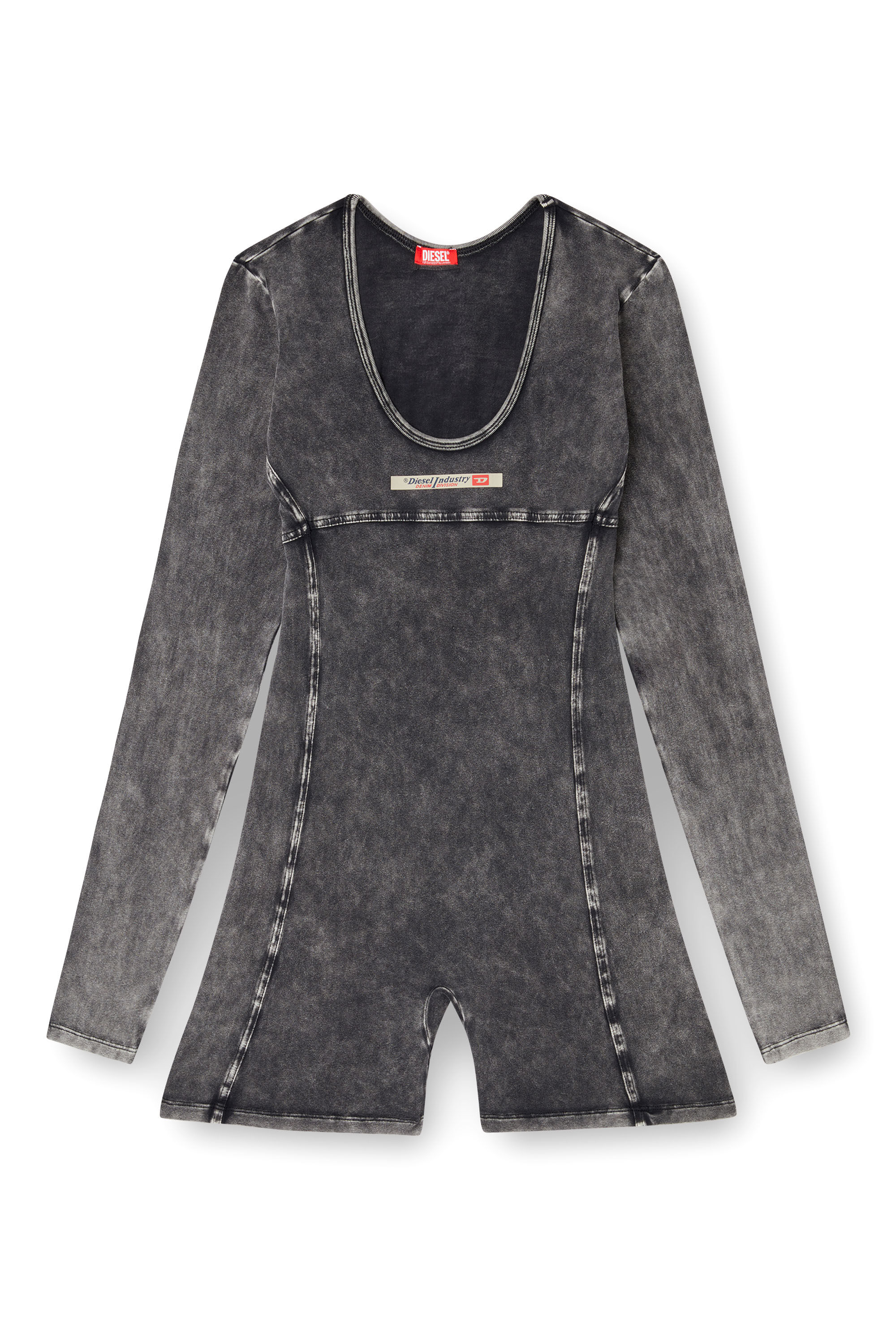 Diesel - KARIM-DNM, Woman's Playsuit in denim-effect jersey in Black - 5